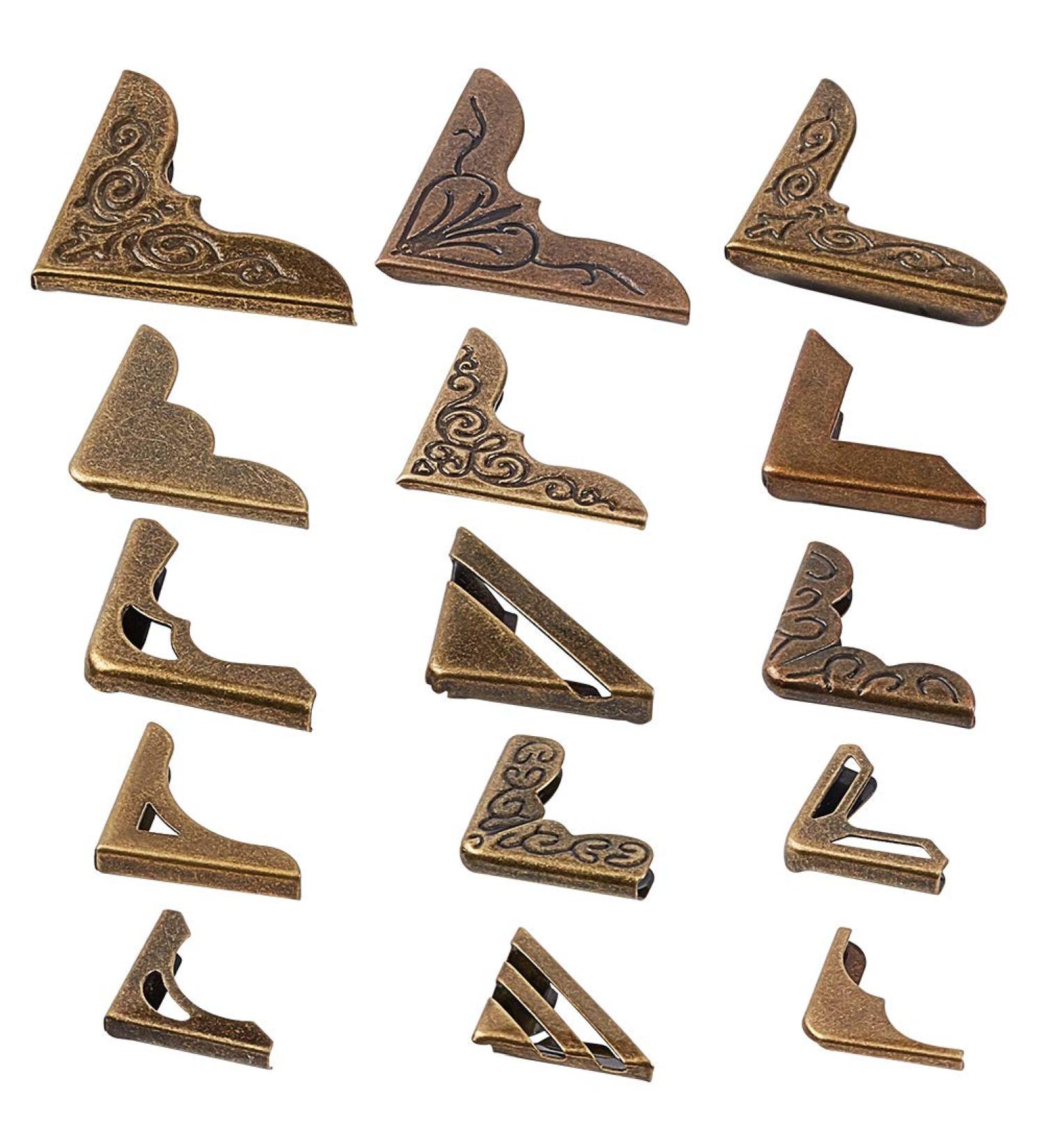 PandaHall Book Corners 60pcs - Iron Corner Protectors for Journals, Jewelry Boxes, Scrapbooks - Antique Bronze Finish - Buy Online on GoSupps.com