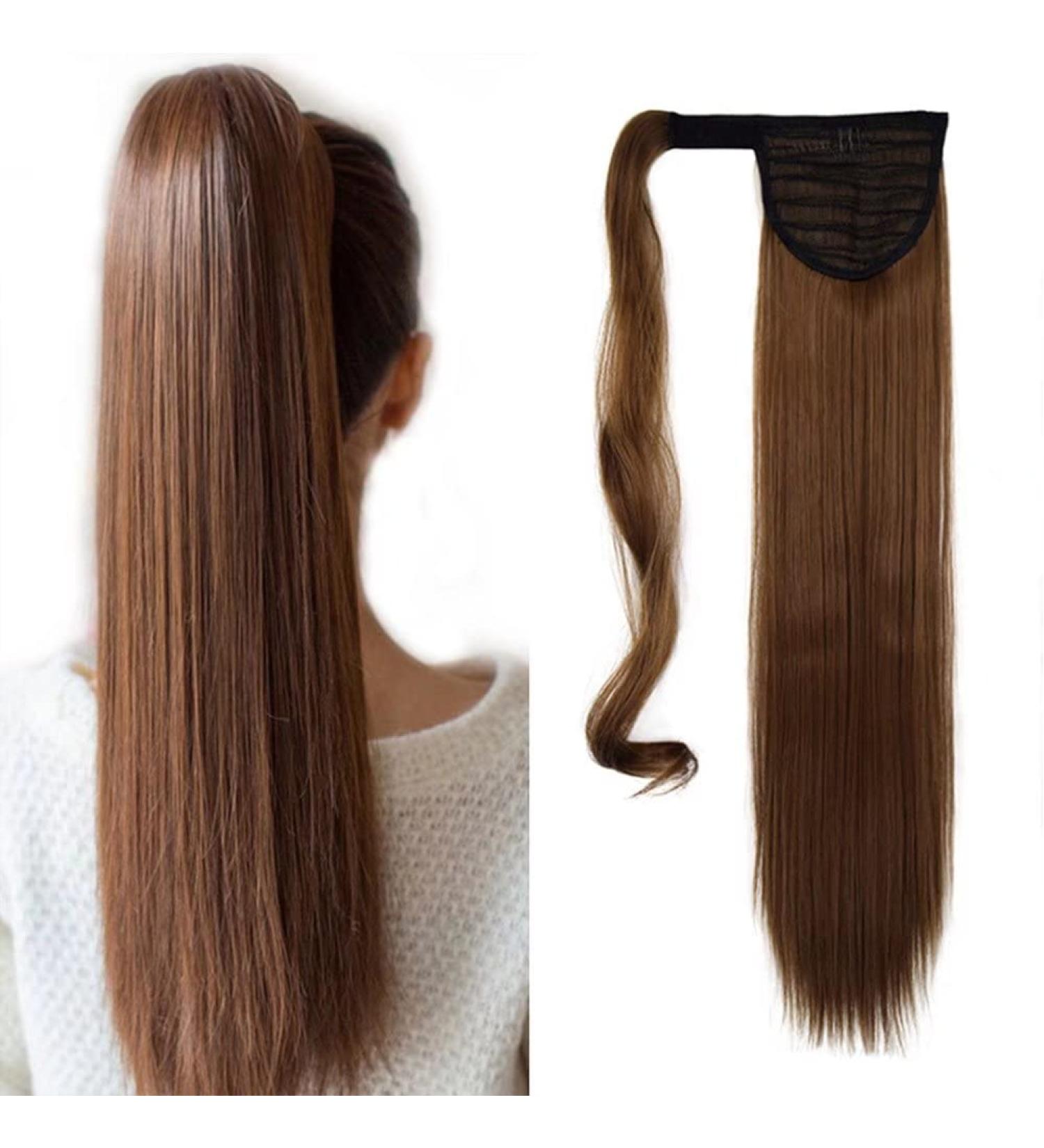 Iluu 24-Inch Golden Brown #10 Wrap-Around Horse Schwanz Clip-In Ponytail Extensions - 100g Synthetic Hair for Effortless Style - Buy Online on GoSupps.com
