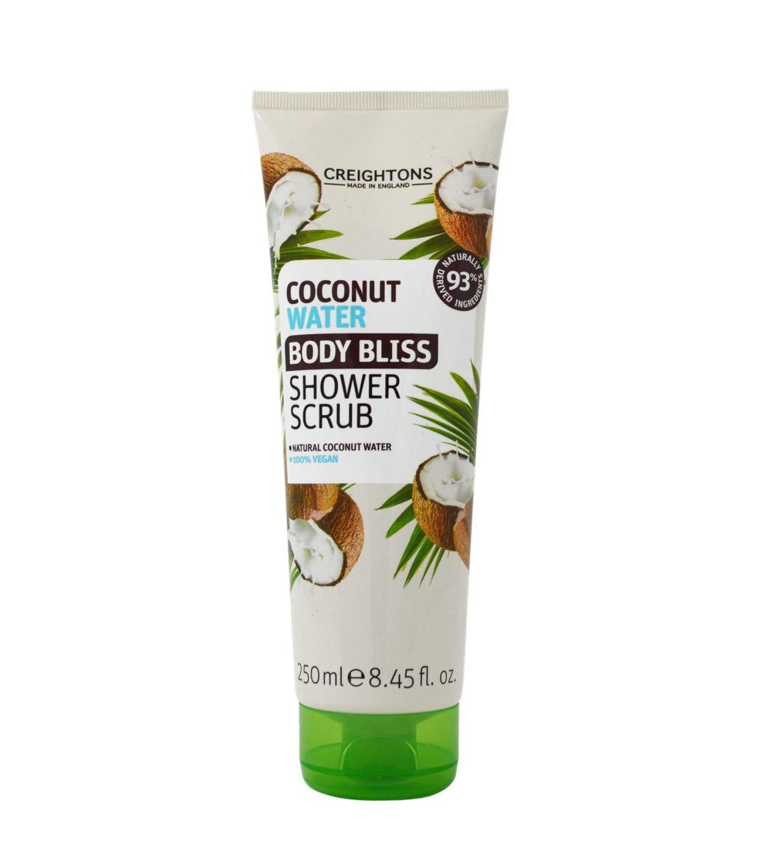 Creightons Body Bliss Coconut Water Shower Scrub (250ml) - Invigorate your senses & uplift your mood with refreshing coconut water made with 90%+ naturally derived ingredients