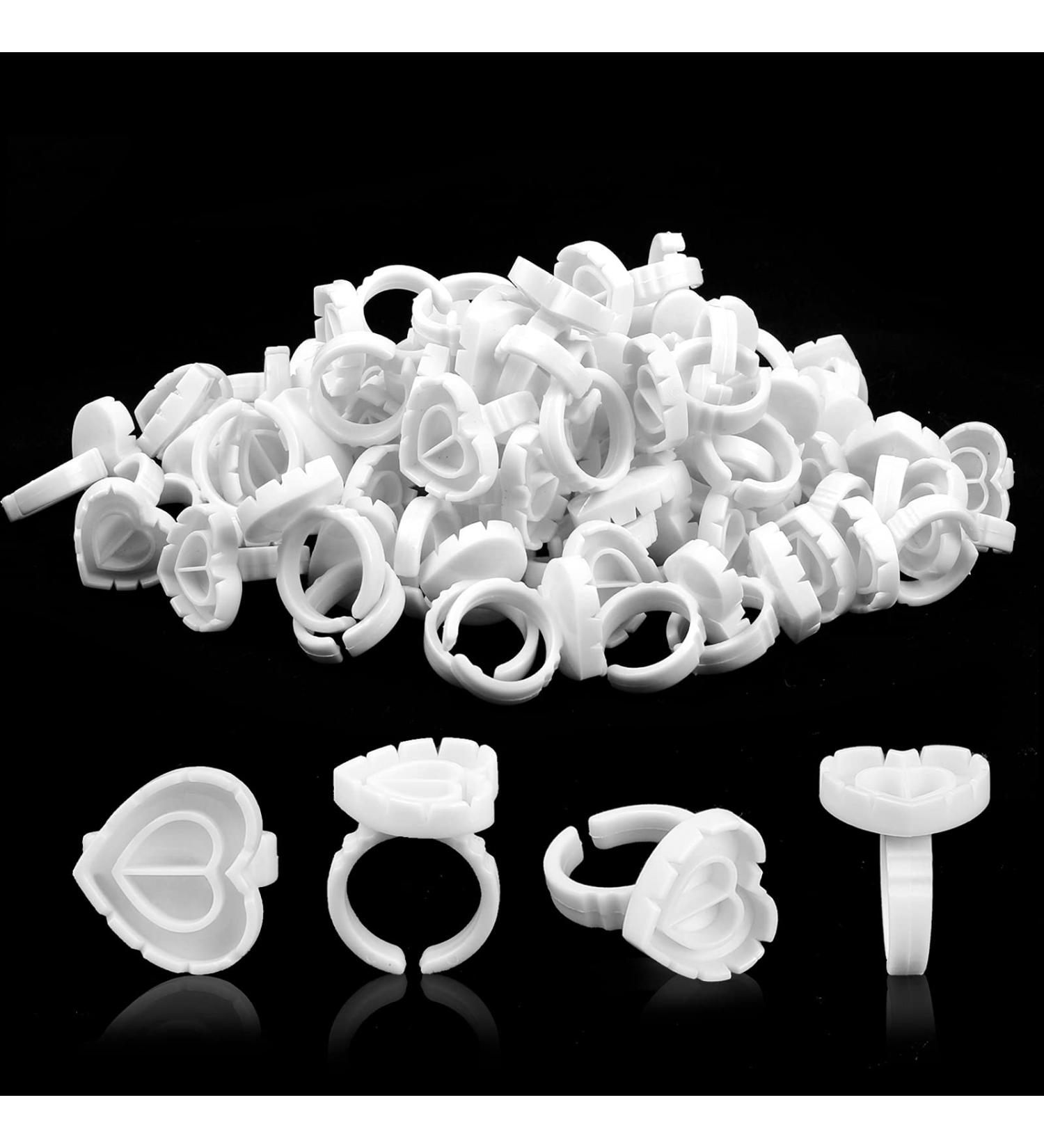 Fawyteng 100pcs Disposable Glue Rings - Lovely Heart Shape Cups for Eyelash Extensions (White) - Buy Online on GoSupps.com