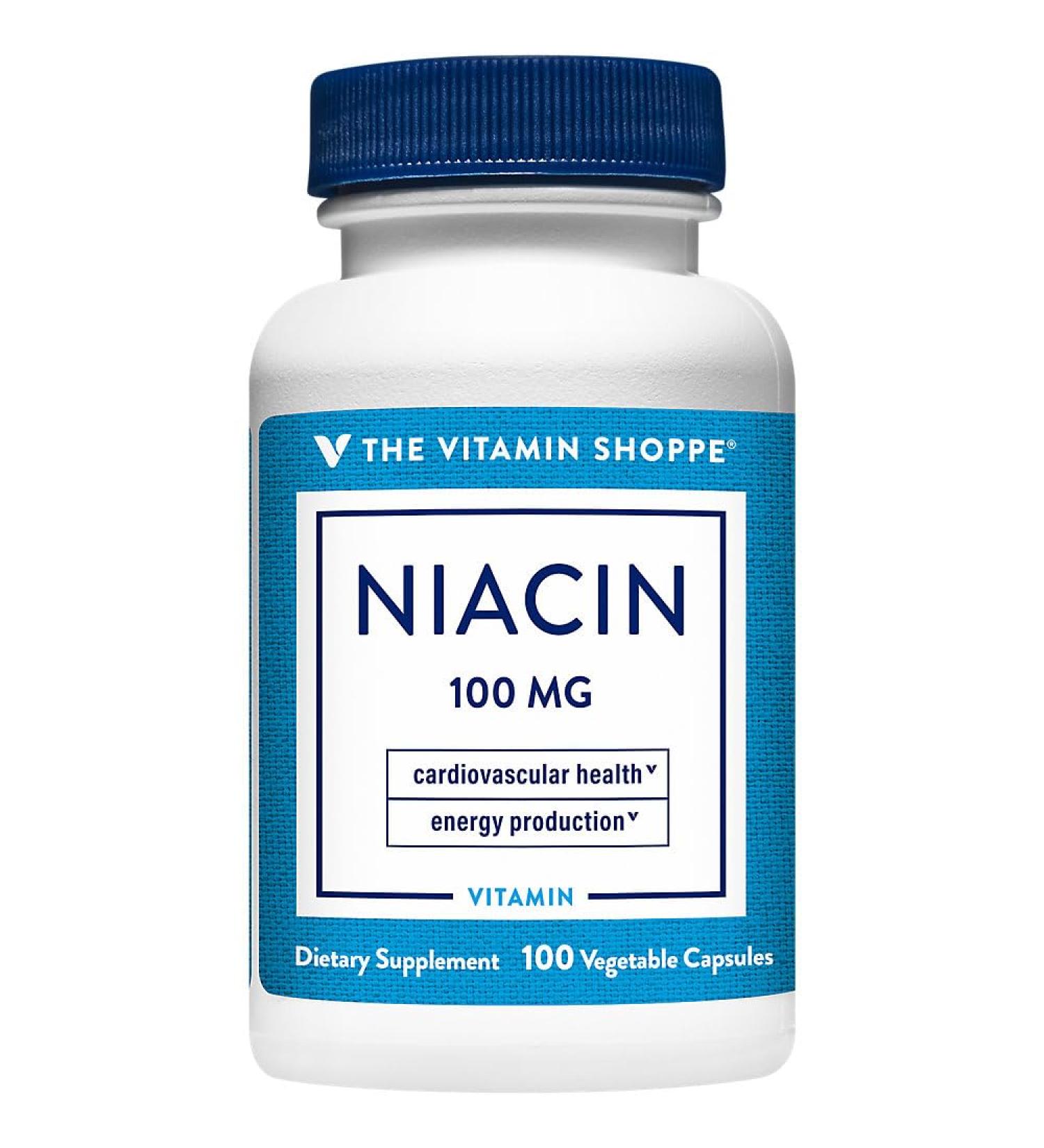 The Vitamin Shoppe Niacin Supports Cardiovascular Health Energy Production (100 Vegetable Capsules)