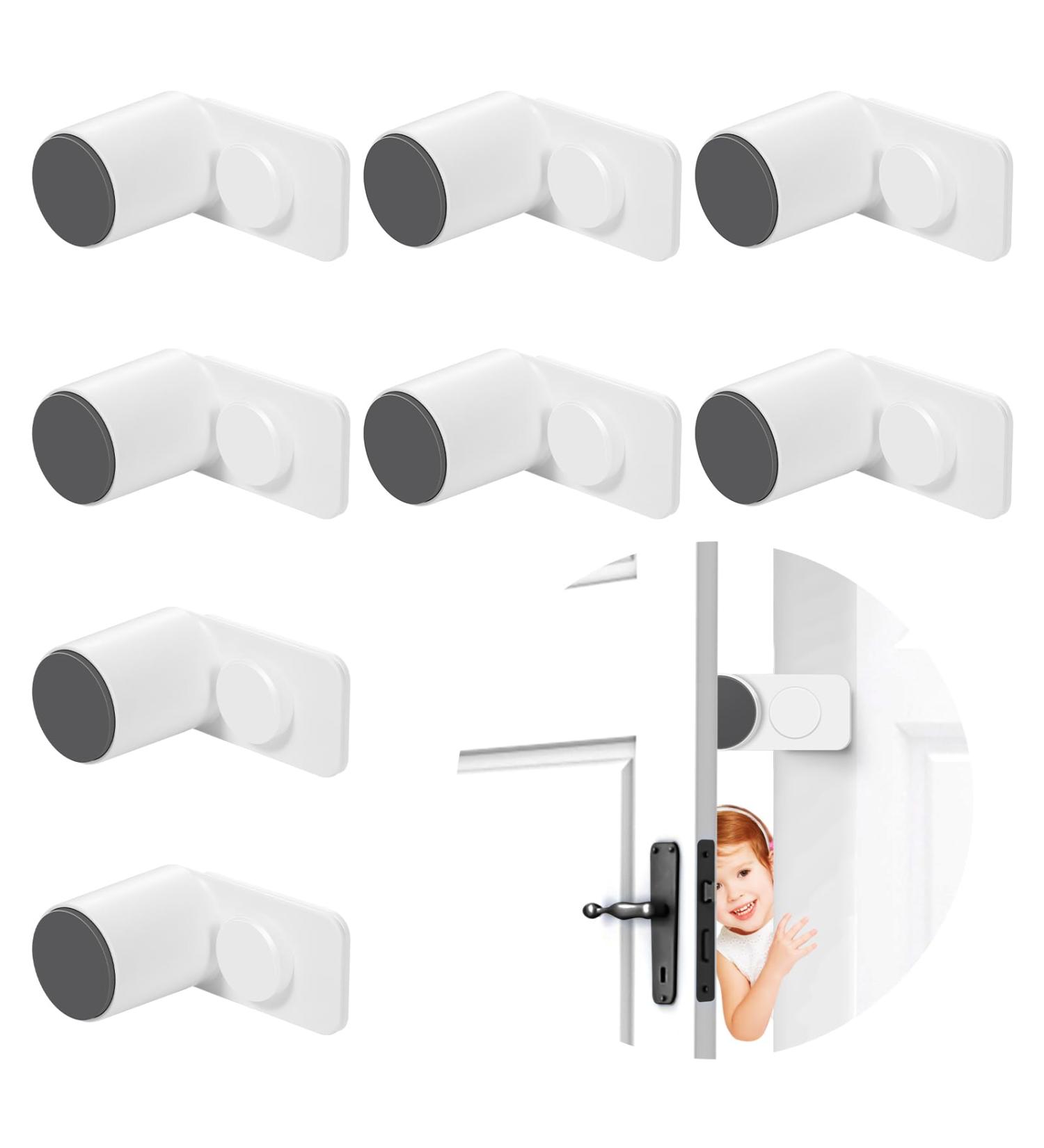 8 Pcs Rotatable Self Adhesive Door Stoppers for Kids - Child Safety Finger Guards and Anti Door Slam Stopper - Buy Online on GoSupps.com