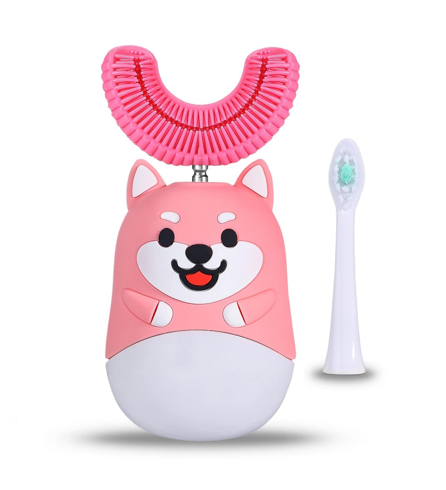 TANCOLA Kids U-Shaped Electric Toothbrush - Rechargeable Toddler Toothbrush for Boys and Girls - Soft Ultrasonic Teeth Brushes - Whole Mouth Automatic Cleaning (Pink) - Buy Online on GoSupps.com