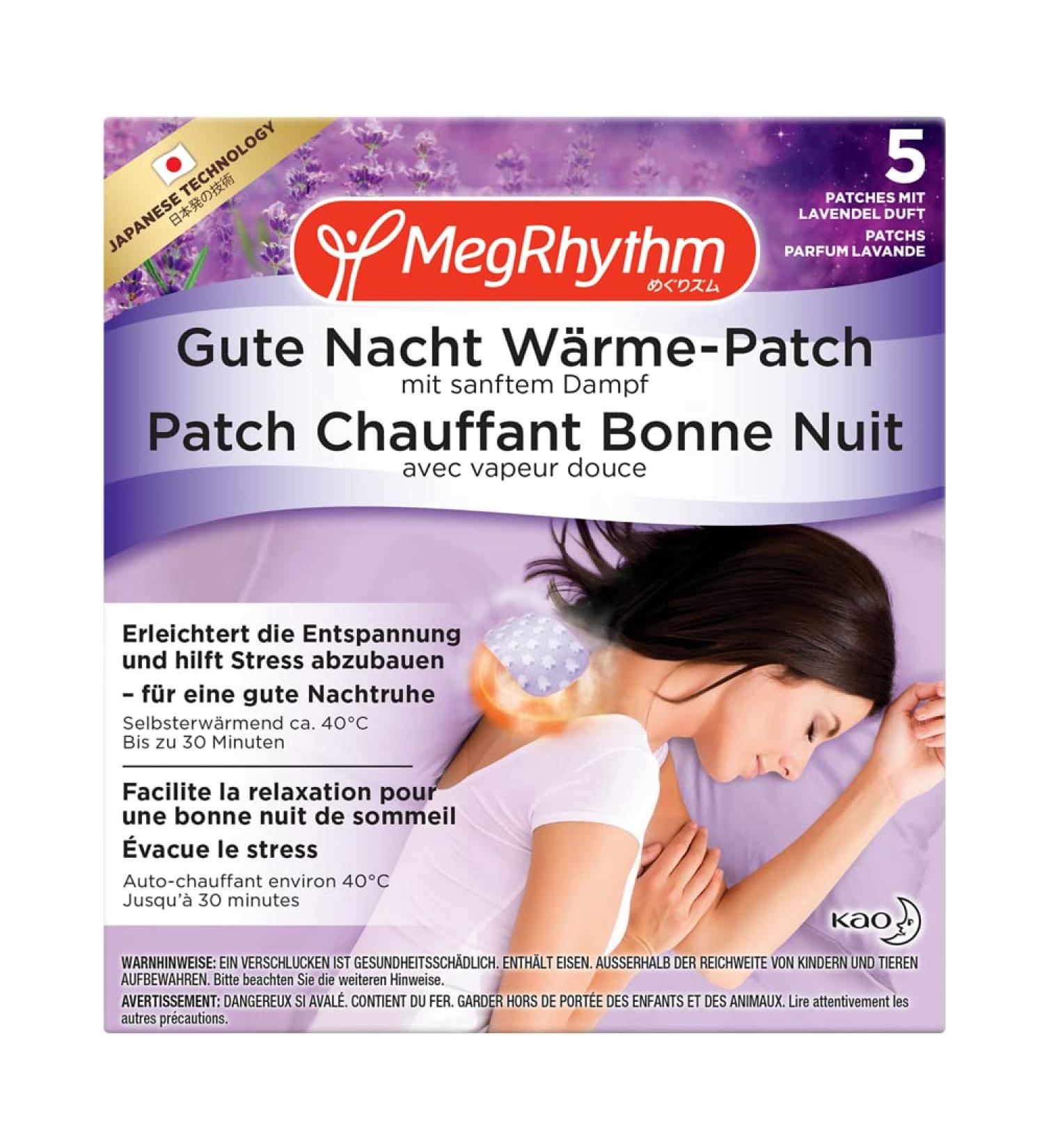 MegRhythm Good Night Heat Patch - 5 Lavender Scented Warming Neck Patches for Relaxation & Stress Relief - International Shipping Available - Buy Online on GoSupps.com