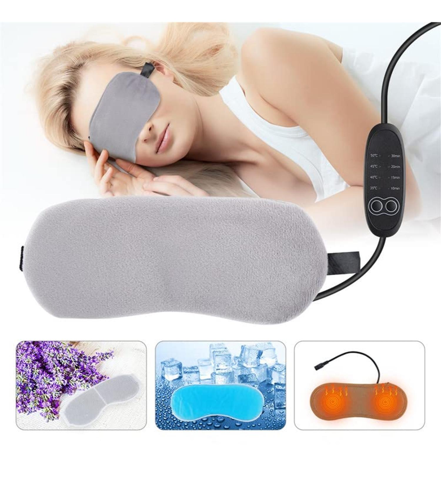 Cagogo 2 in 1 USB Electric Heating Hot Compress Eye Mask - Gray | Eye Relaxation Physiotherapy and Ice Compress | Eye Protector - Buy Online on GoSupps.com
