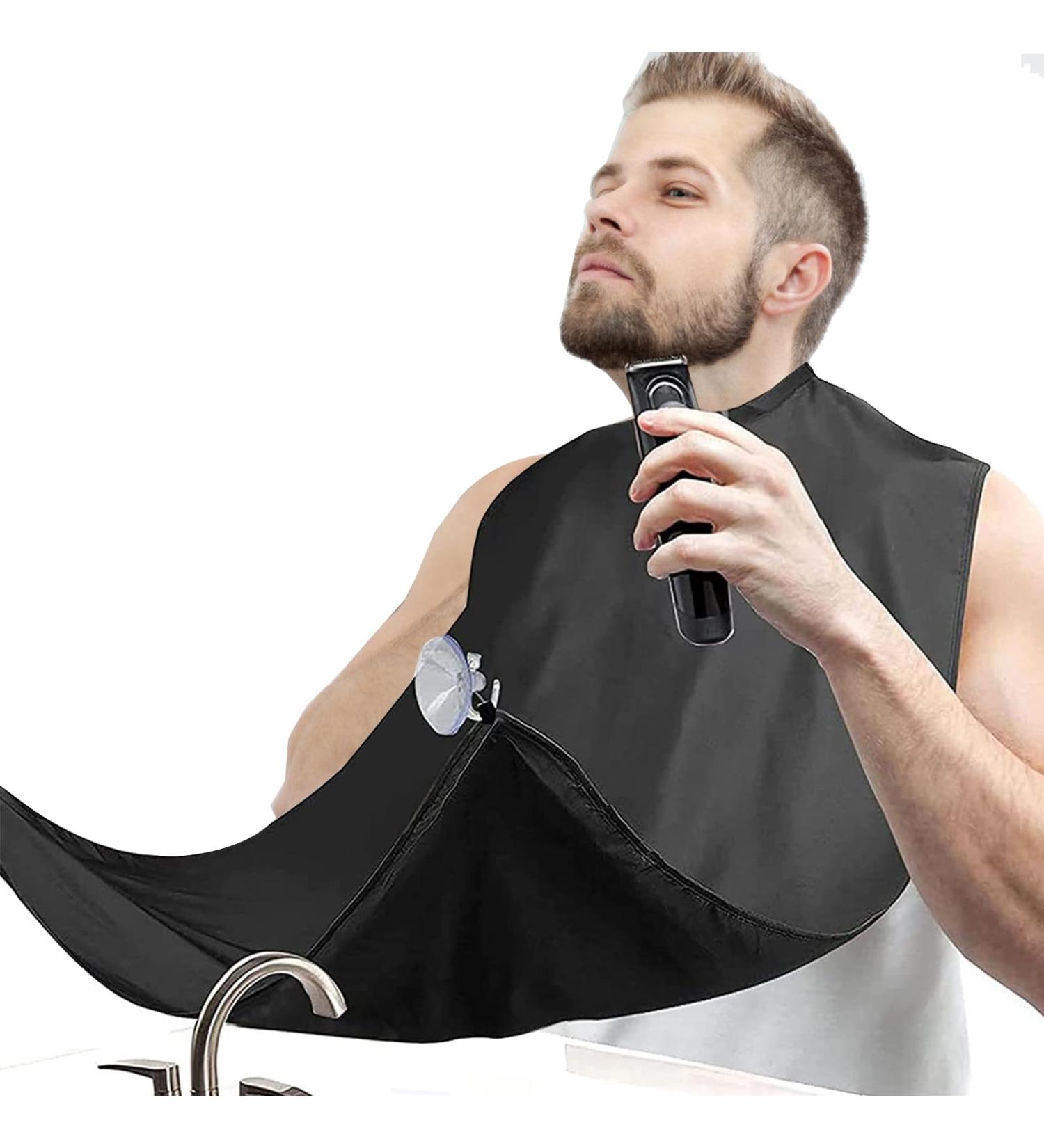 Hioip Beard Catcher Beard Shaving Apron Bib with 2 Suction Cups Beard Hair Catcher Cutting Cape for Shaving & Trimming Waterproof Non-Stick Grooming Cloth for Men Grooming (Black) - Buy Online on GoSupps.com