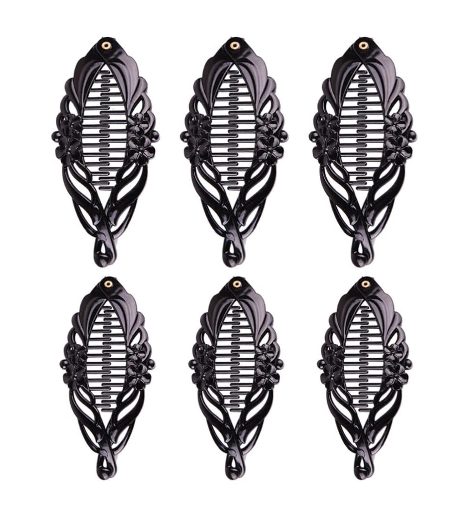 FRCOLOR Banana Hair Clips 6pcs - Flexible Hair Comb & Ponytail Holder for Women and Girls - Buy Online on GoSupps.com