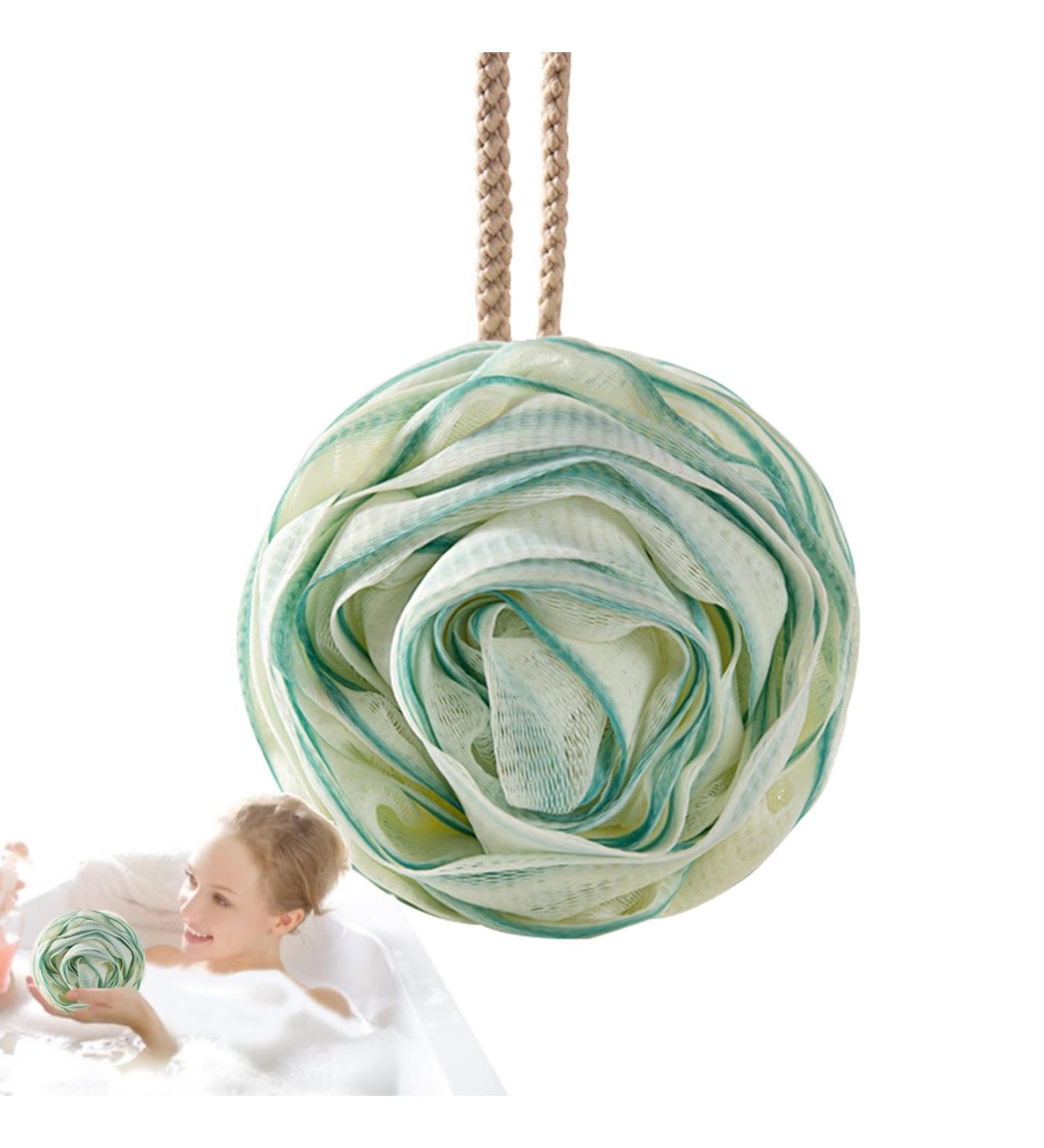 Tuxxjzm Shower Sponges for the Body Bath Sponges for the Shower Multi-Purpose Rose Bath Sponge Skin-Friendly Body Washer for Men and Women Soft Shower Balls with Neck Strap for Home Green - Buy Online on GoSupps.com