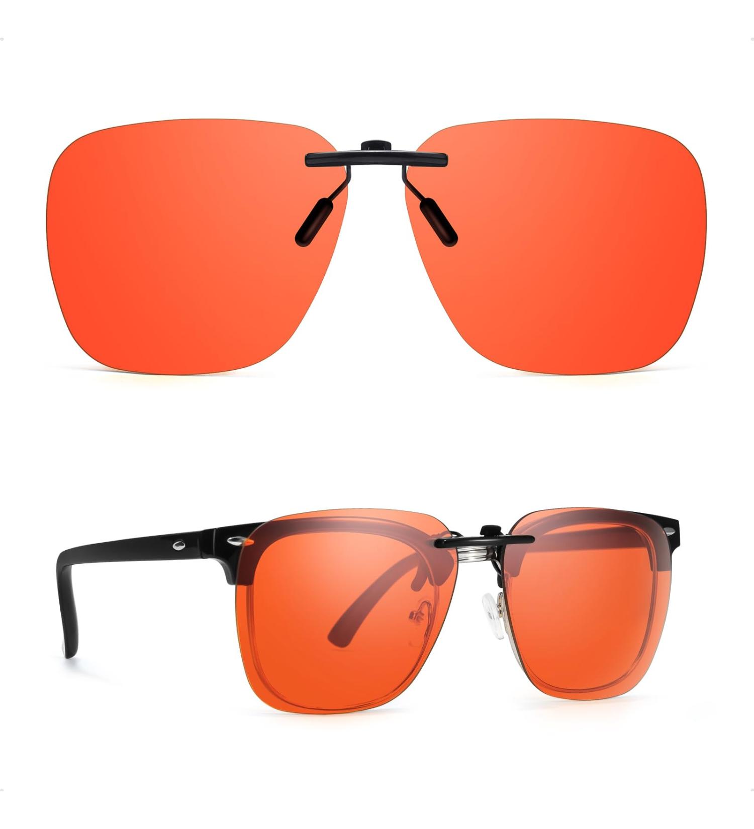 Clip-On Blue Light Blocking Glasses for Prescription - Fit Over for Men & Women - Dark Amber (99%) - Ideal for Computer TV & Gaming - Buy Online on GoSupps.com