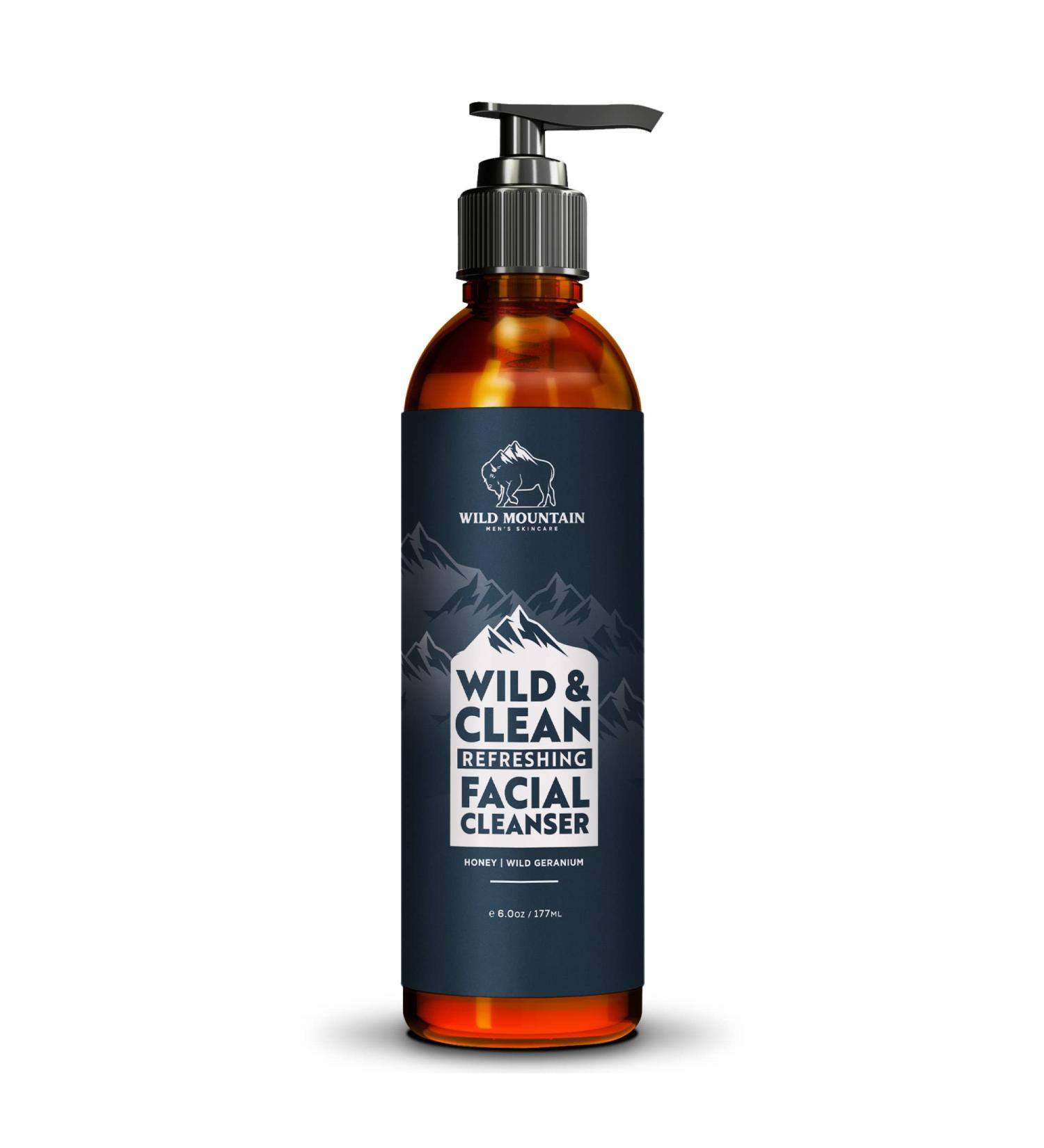 Wild Mountain 'Wild & Clean' Facial Cleanser for Men - Soothing Brightening Acne Face Wash for Sensitive Skin - 6 Oz - Buy Online on GoSupps.com