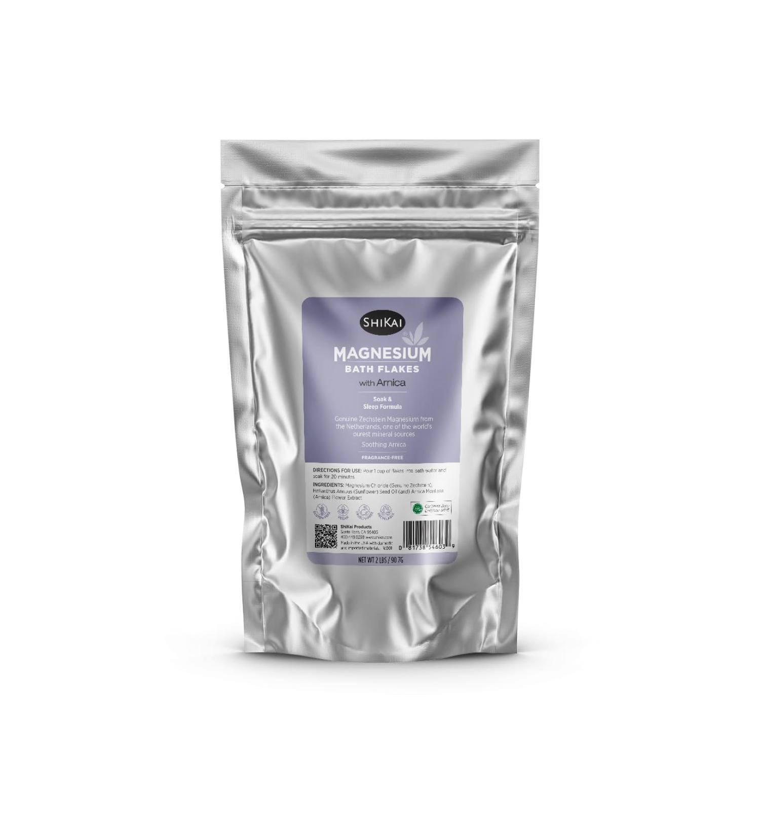 Buy ShiKai Magnesium Bath Flakes with Arnica (32 oz) - Soothing Bath Salt Soak for Muscle Pain Relief | International Shipping Available - Buy Online on GoSupps.com