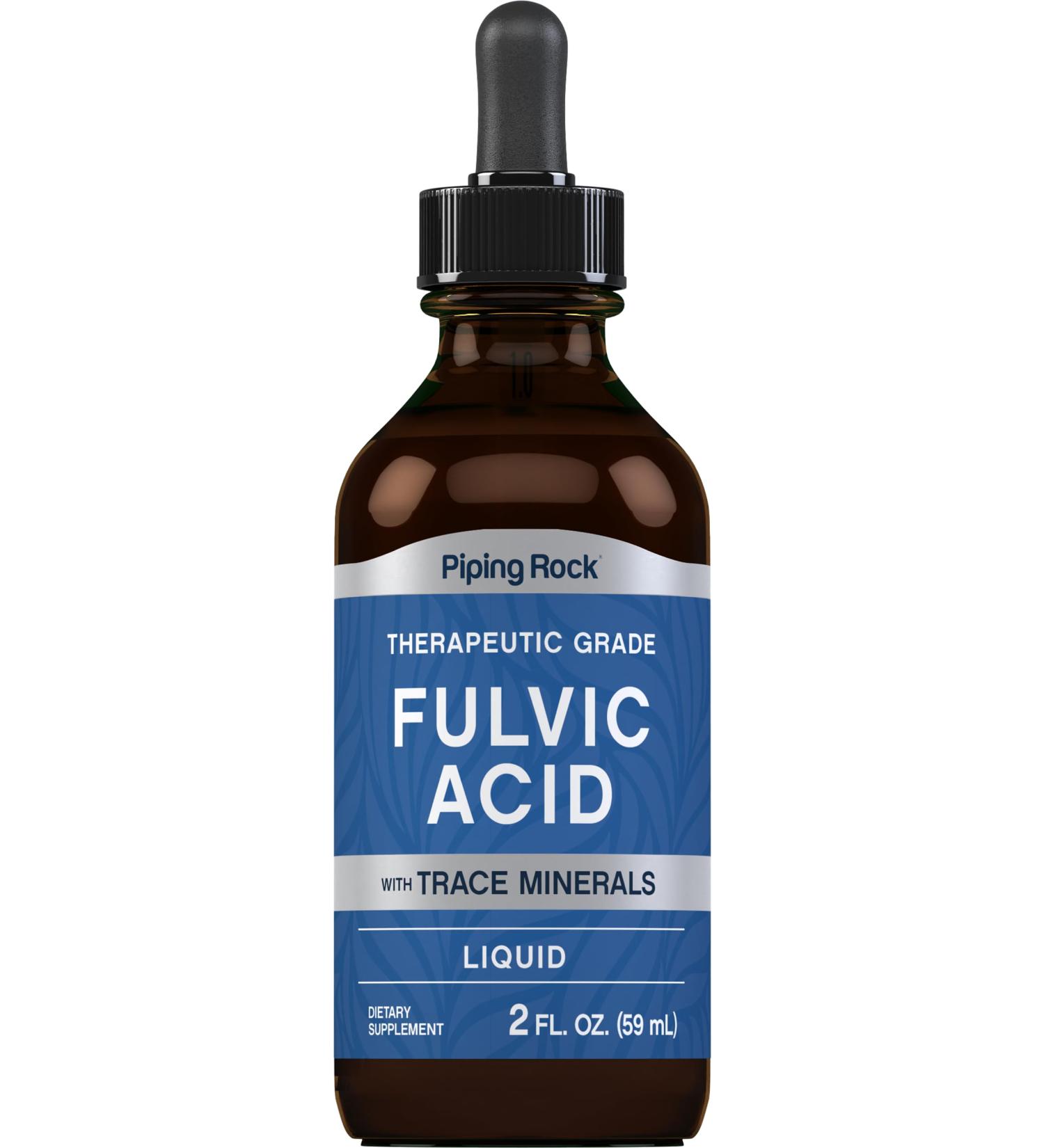 Piping Rock Liquid Fulvic Acid Drops | 2 fl oz | with Trace Minerals | Ionic Supplement | Vegetarian Non-GMO & Gluten Free - Buy Online on GoSupps.com