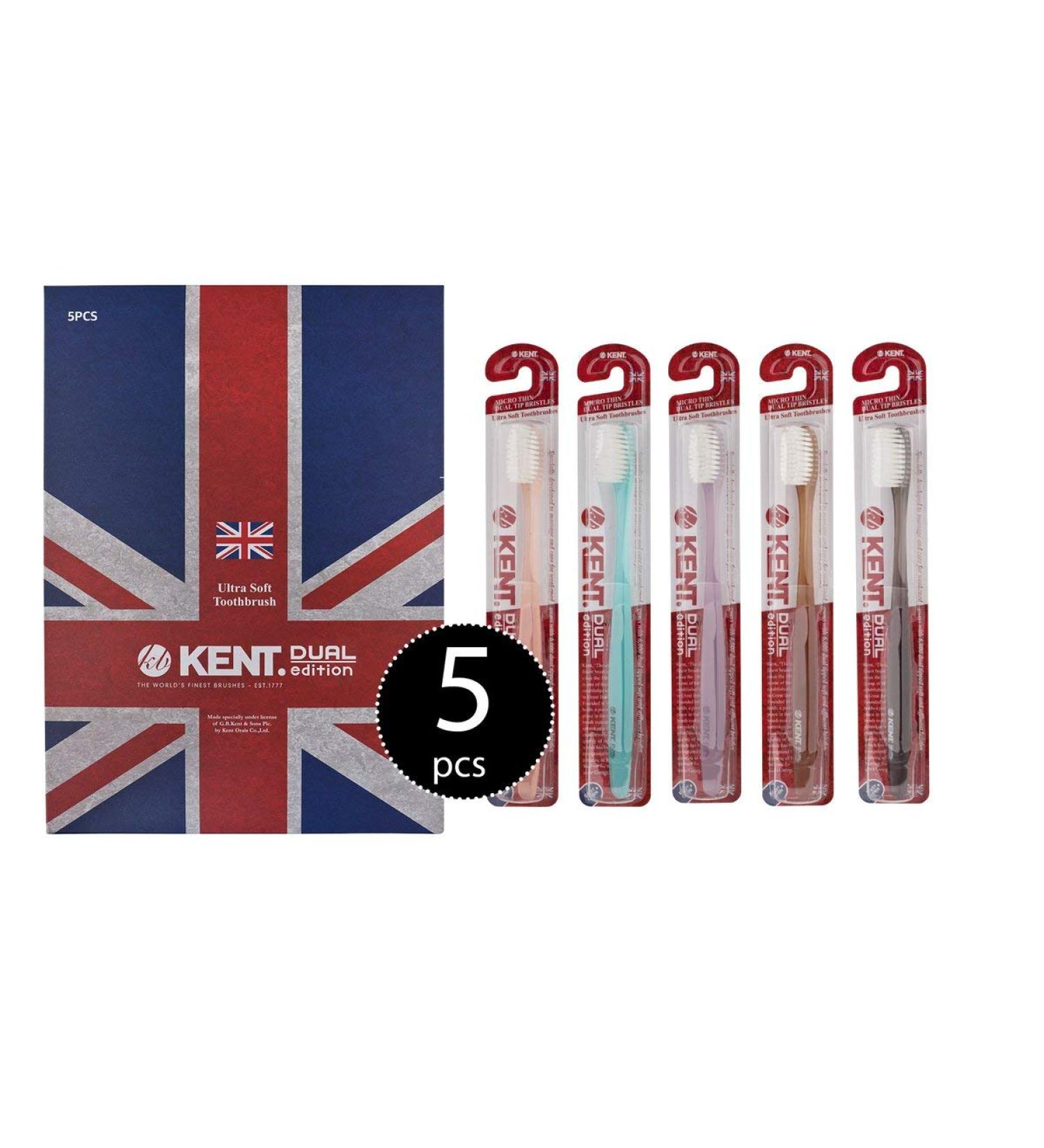 Buy KENT CRYSTAL DUAL Soft Firm Toothbrush Set for Sensitive Teeth - Ergonomic Design Deep Cleaning 7 Pieces 5 Colors - International Shipping Available - Buy Online on GoSupps.com
