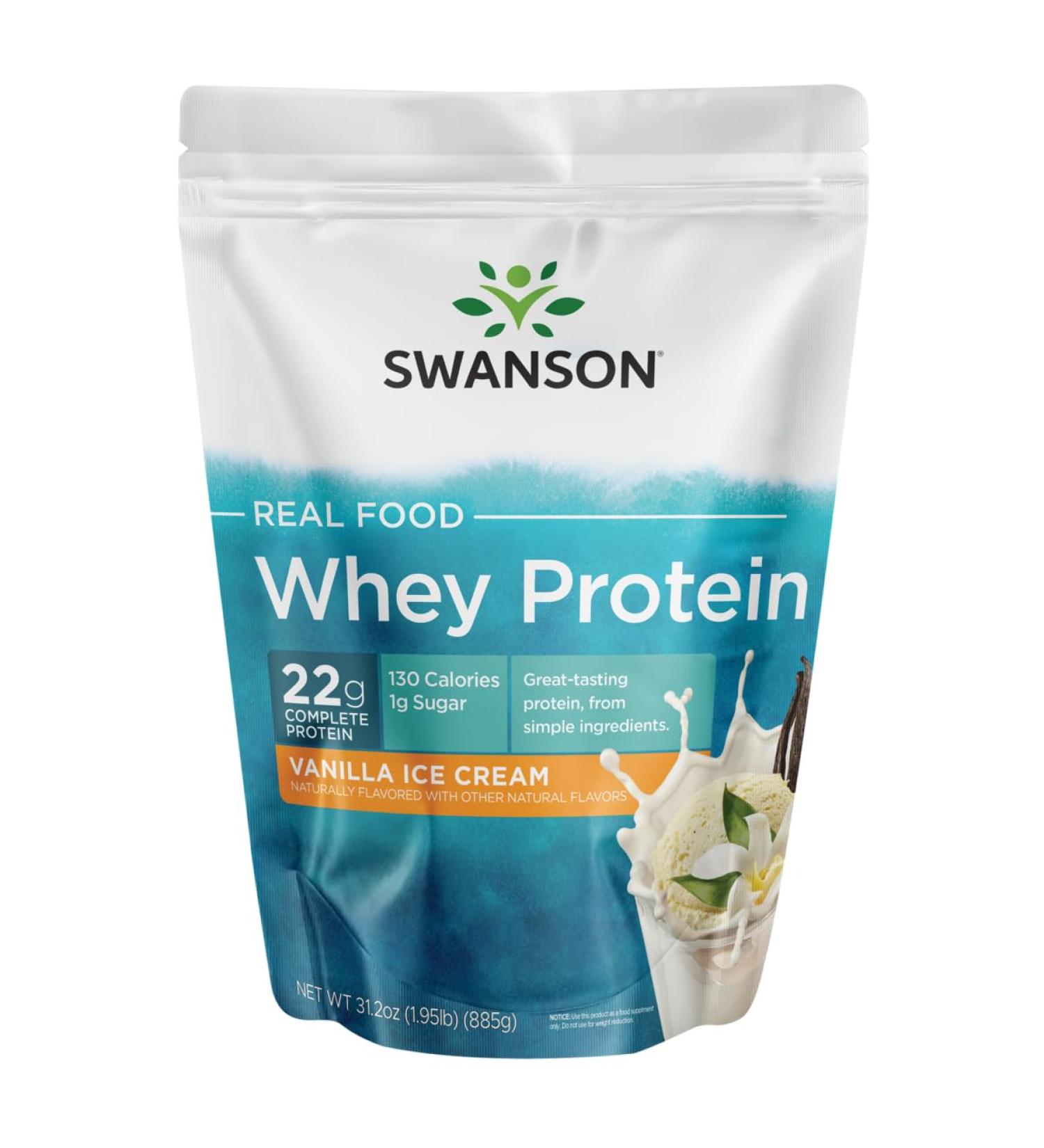 Swanson Real Food Vanilla Ice Cream Whey Protein Powder - Amino Acids for Muscle Support | International Shipping Available - Buy Online on GoSupps.com