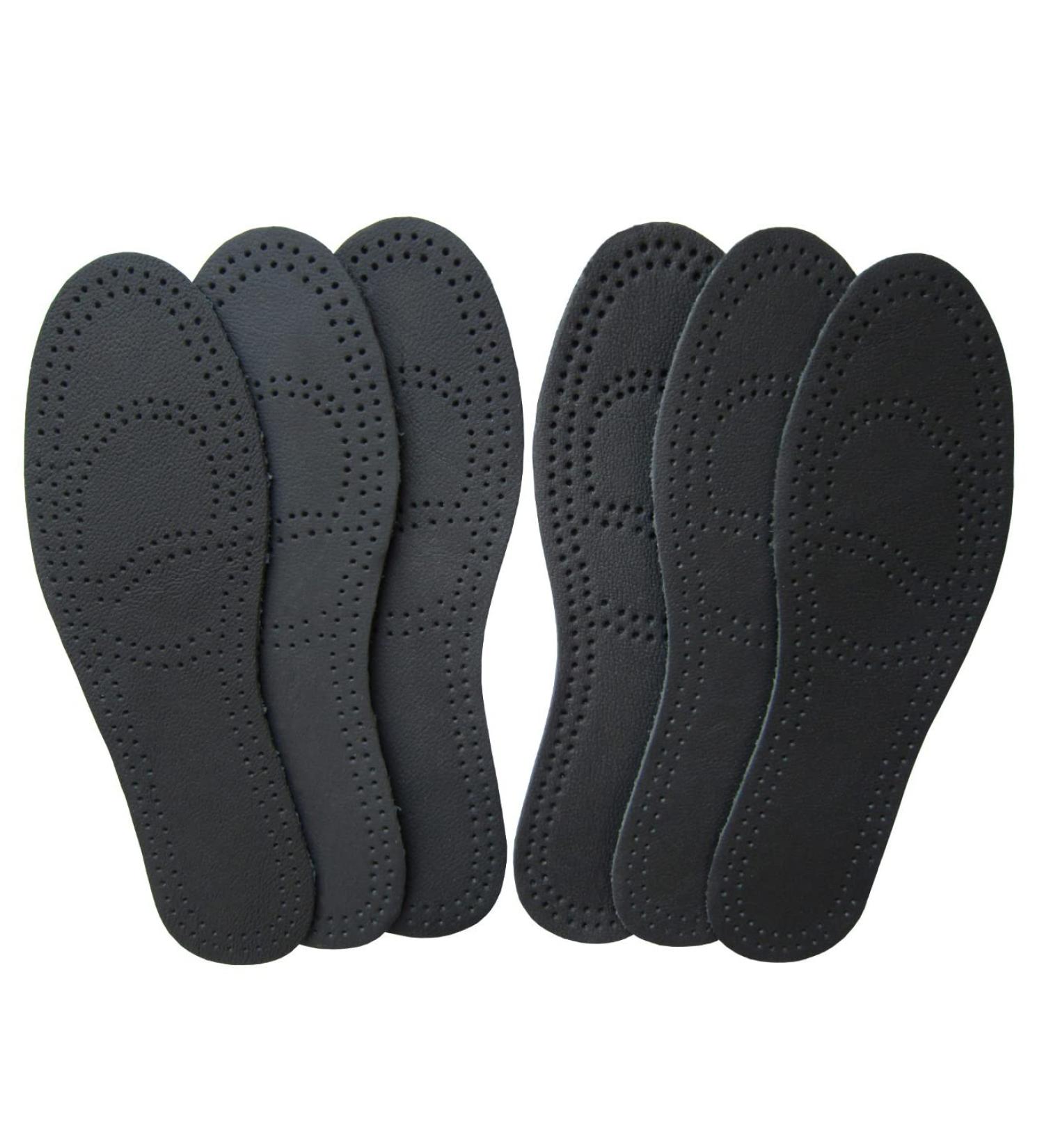 Black Leather Insoles for Men's Boots | Nonslip Thin Shoe Pads with Activated Carbon | Odor Eaters | 3 Pairs (Men's US 10-10.5 - Buy Online on GoSupps.com