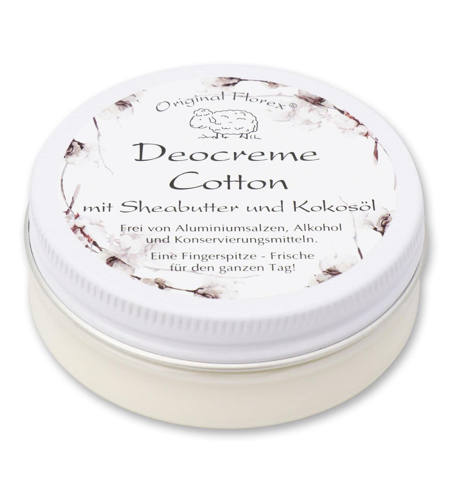 Florex Florex Deocreme - Cotton - With shea butter and coconut oil free from aluminum salts and alcohol preservatives 40 g