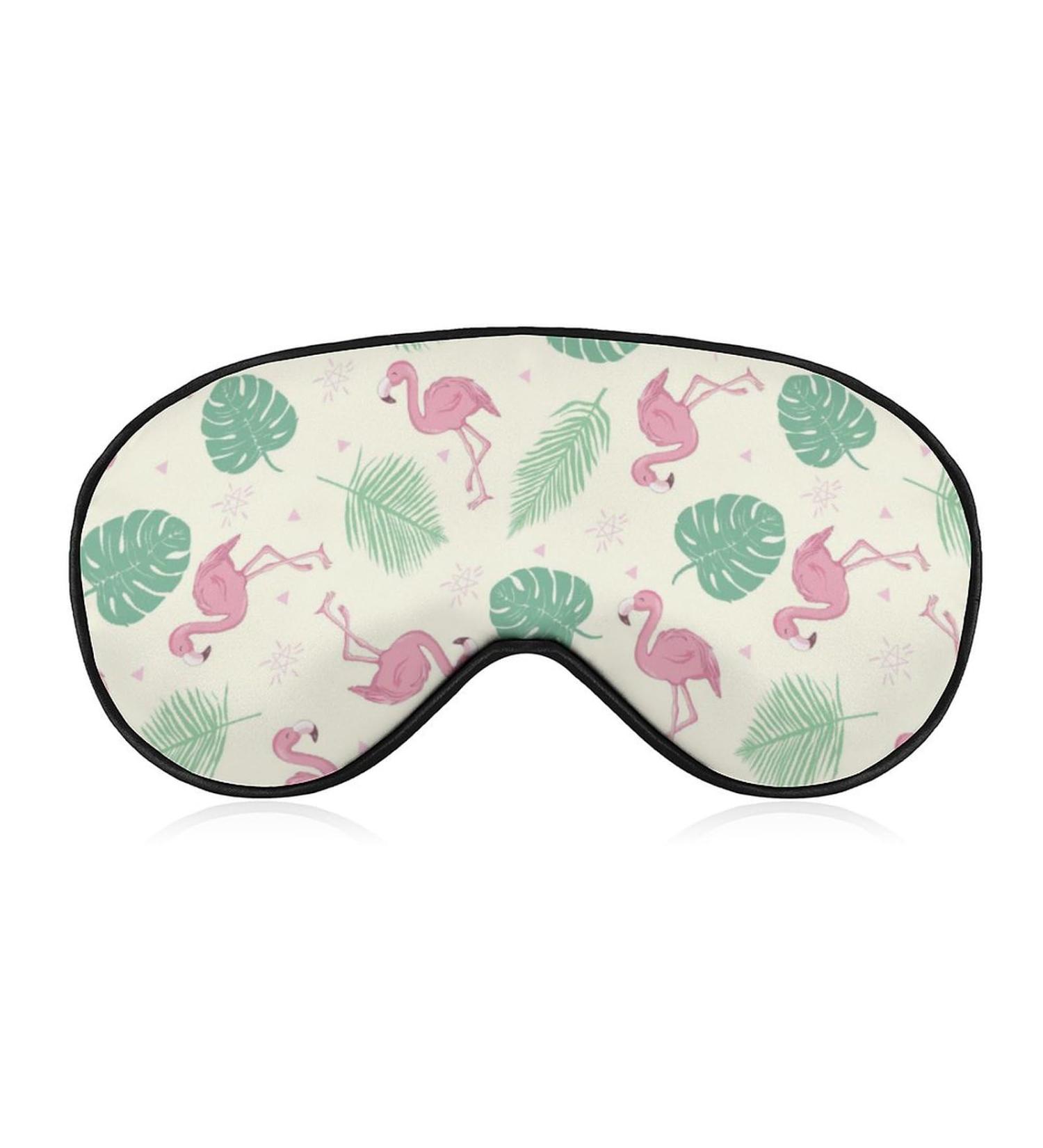Flamingo and Leaf Sleep Mask for Men and Women - Adjustable Strap Eye Cover for Blocking Light during Night Sleep, Travel, and Naps - Buy Online on GoSupps.com