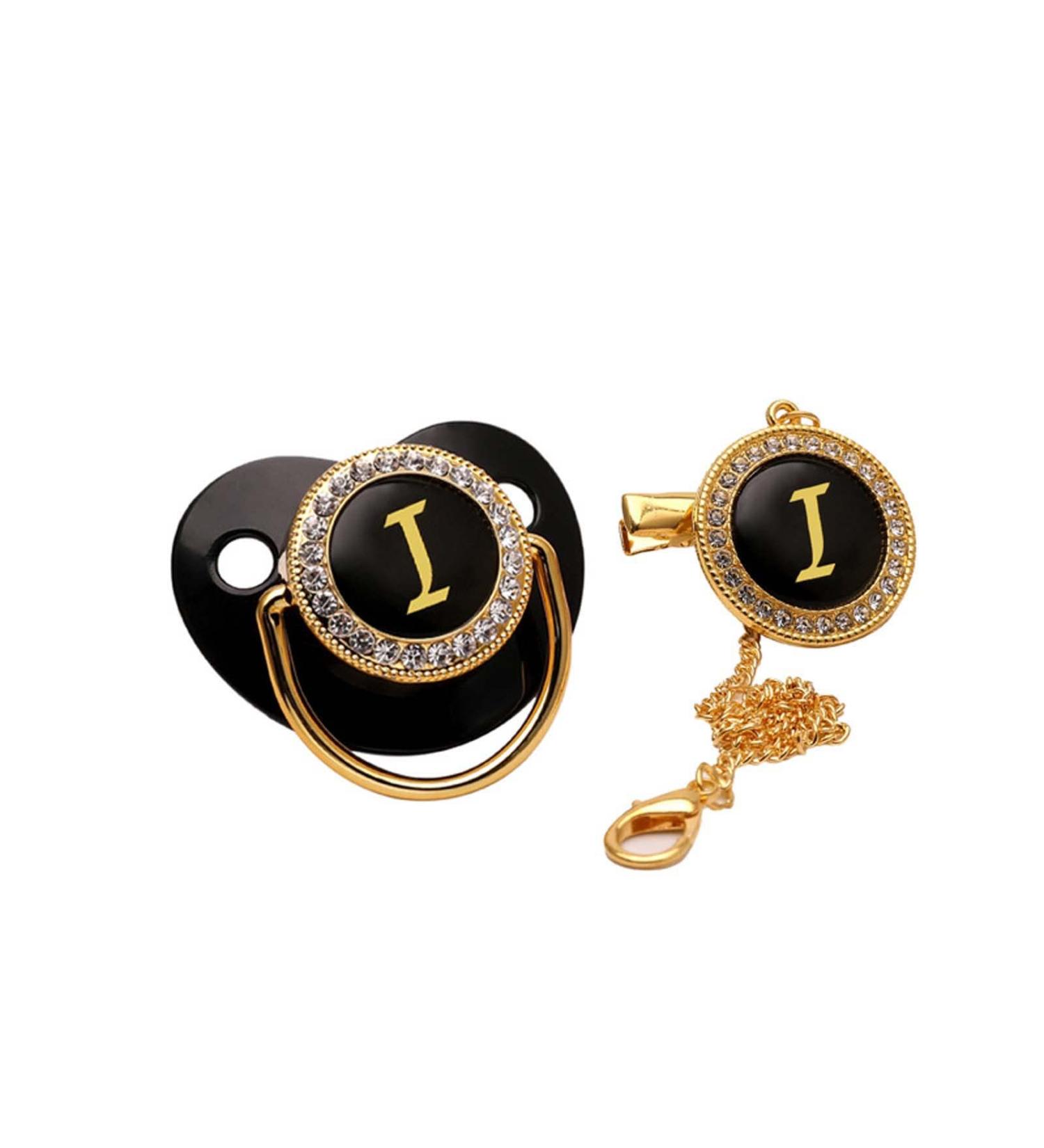 ROMIDA Day & Night Pacifier | Initial Letter Baby Dummy | Extra Soft Gold Bling Newborn Pacifier - Ideal for International Shipping - Buy Online on GoSupps.com