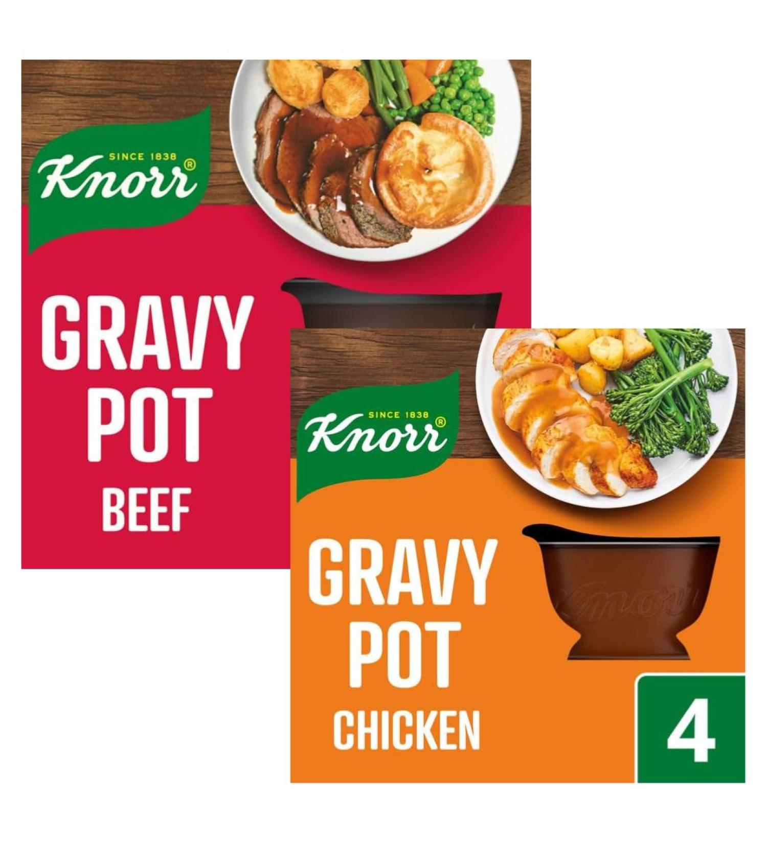 Gravy Pot Bundle with Knorr Beef Gravy Pots 4x28g With Knorr Chicken Gravy Pot 4x28g (2 Pack) - Buy Online on GoSupps.com