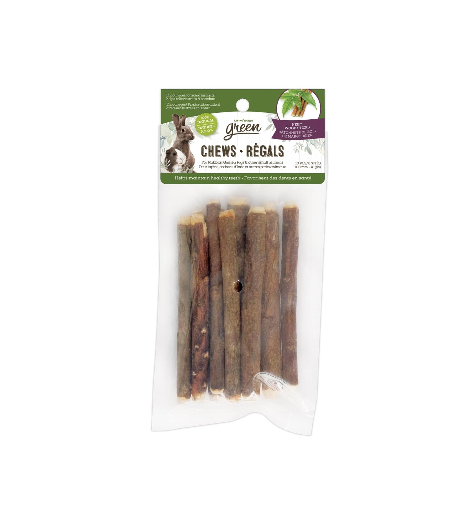 Living World Green Small Animal Chews Neem Sticks - 10 Count (Pack of 1) - Buy Online on GoSupps.com