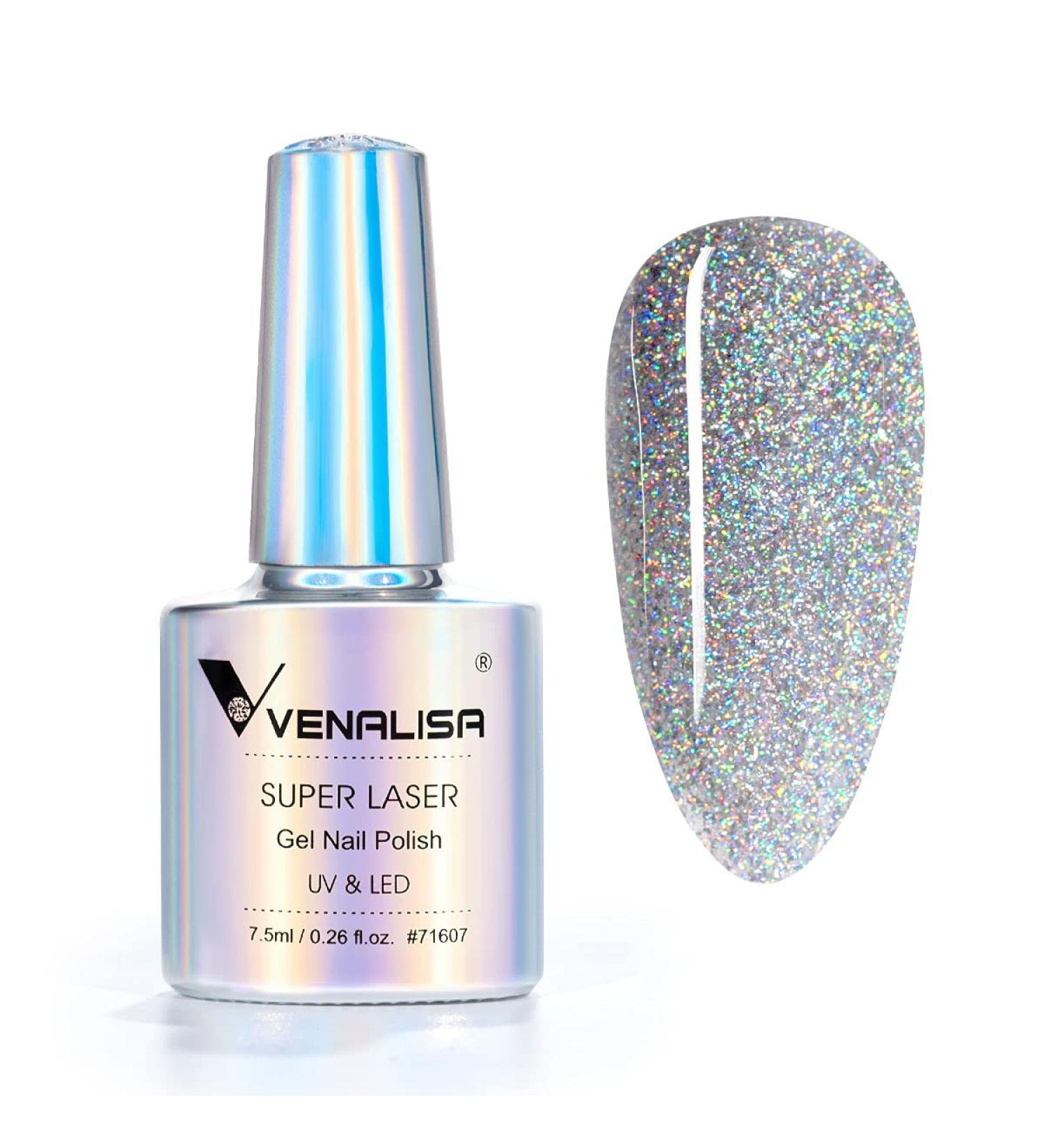VENALISA Holographic Gel Nail Polish Silver Glitter Effect Sparkling Colors Soak off UV LED Nail Lamp for Nail Starters at Home - Buy Online on GoSupps.com