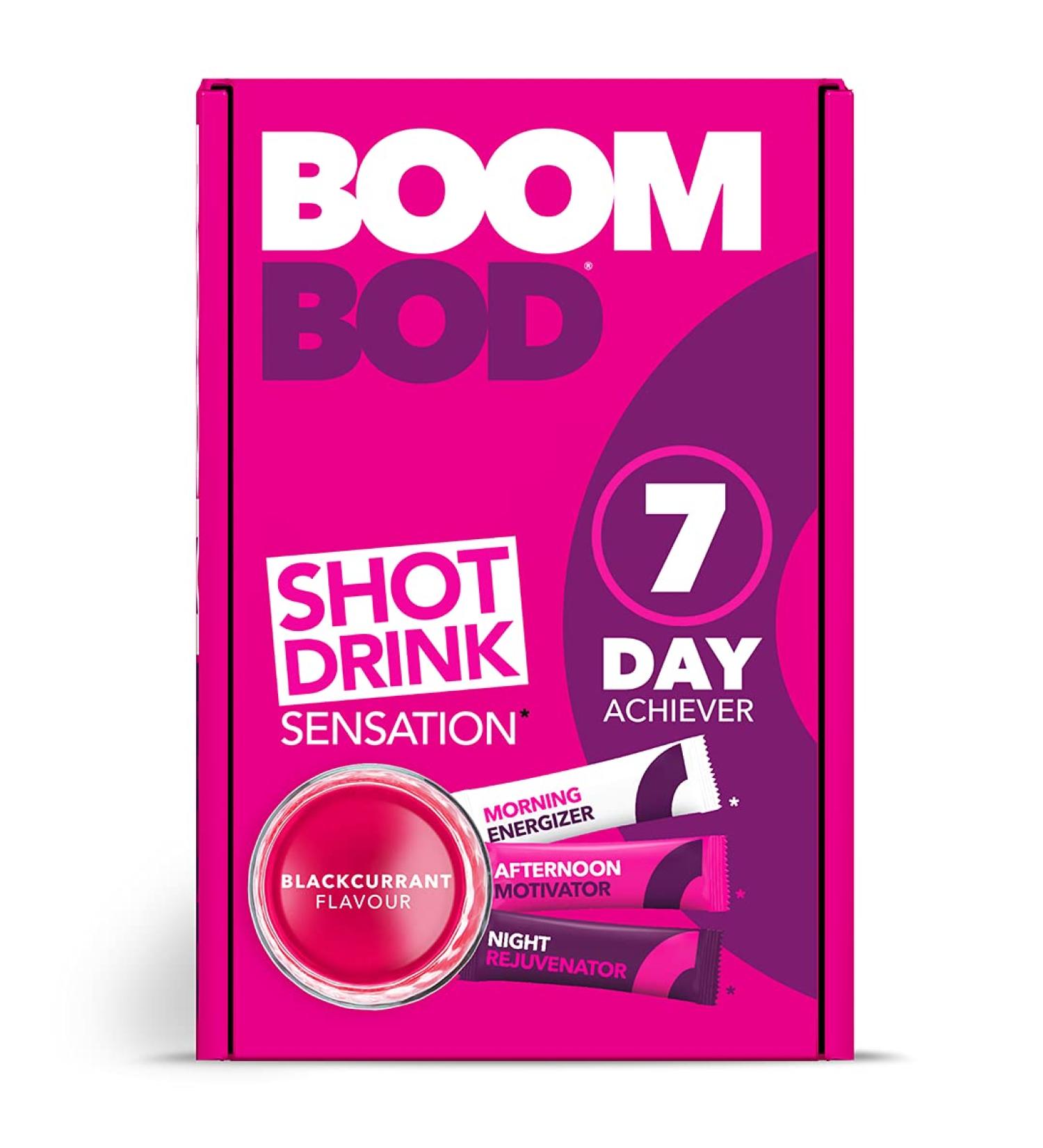 Boombod Diet Shot Drink 21 Sachets - Blackcurrant Flavor - Metabolism & Craving Support - Gluten, Dairy, Sugar Free - 10 Calorie Sachets - with Glucomannan - Buy Online on GoSupps.com
