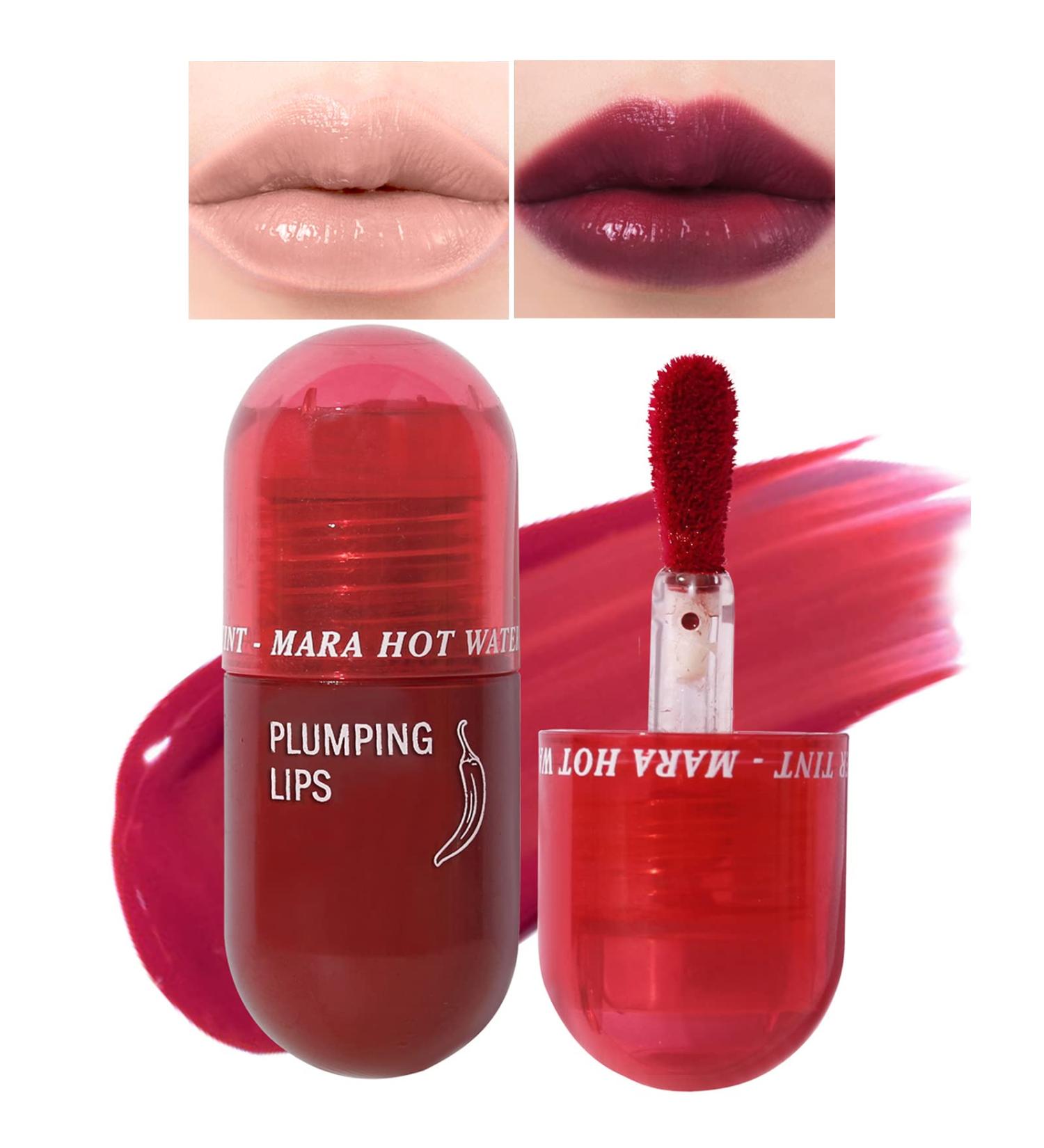DAGEDA Lip Plumper Gloss - Long-lasting, Waterproof Lip Tint Stain for Plumping and Hydration - White Peach Shade - Buy Online on GoSupps.com
