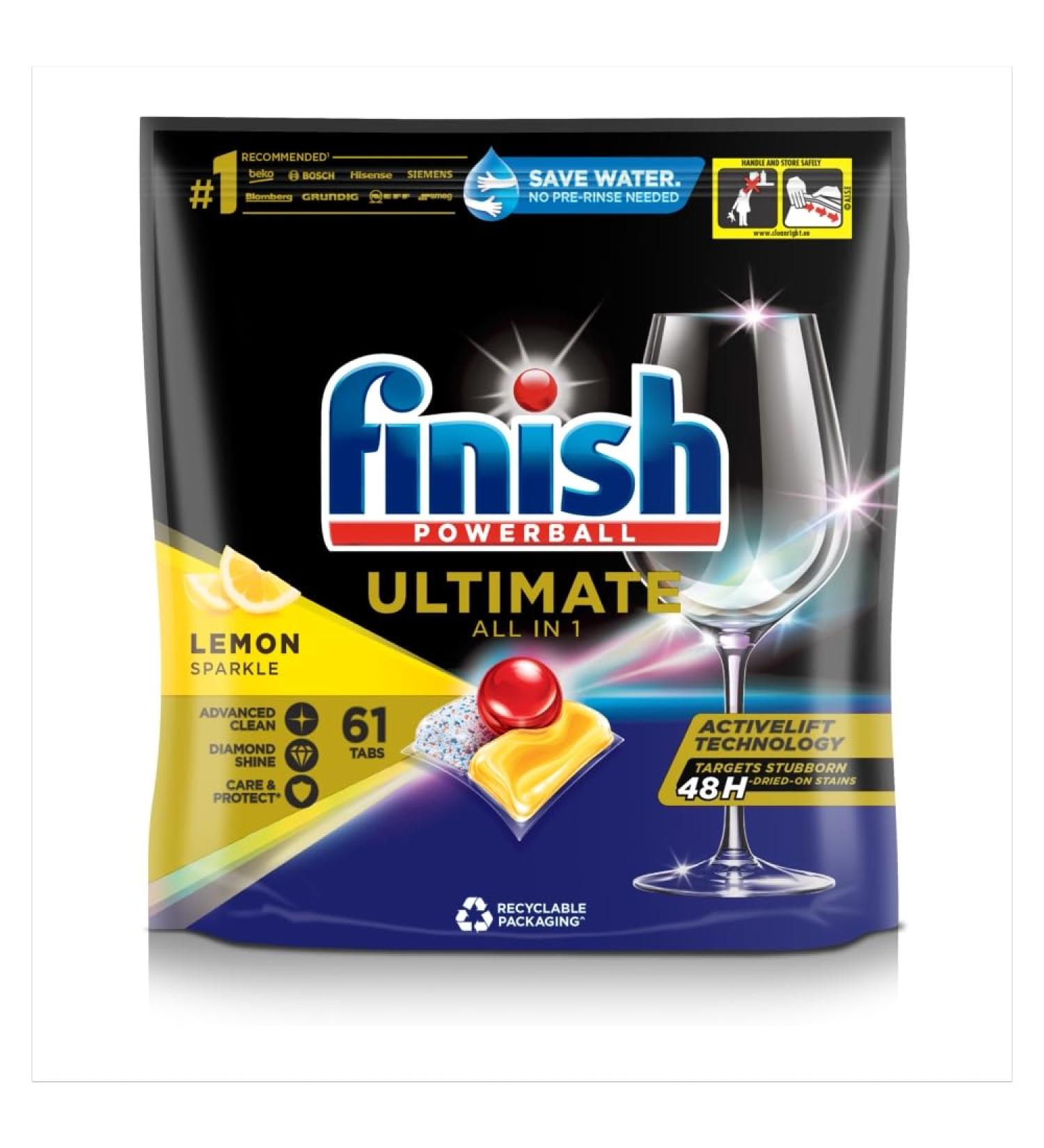 Finish Ultimate All in One Dishwasher Tablets 61 Lemon 61 Count (Pack of 1)