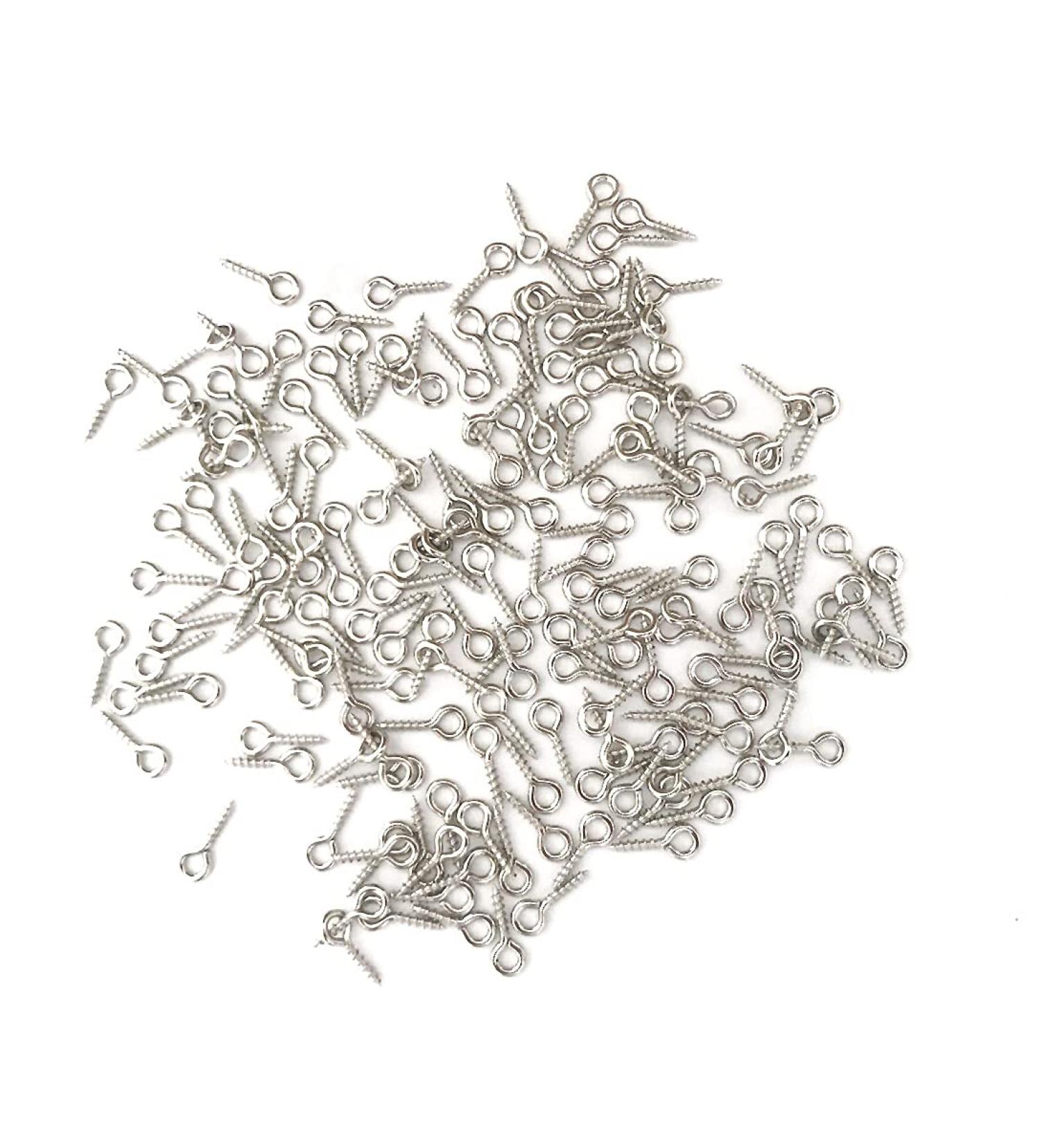 250pcs Silver Small Mini Screw Eyes Pin Tiny Screw-in Hooks Jewelry Metal Ring - Buy Online on GoSupps.com