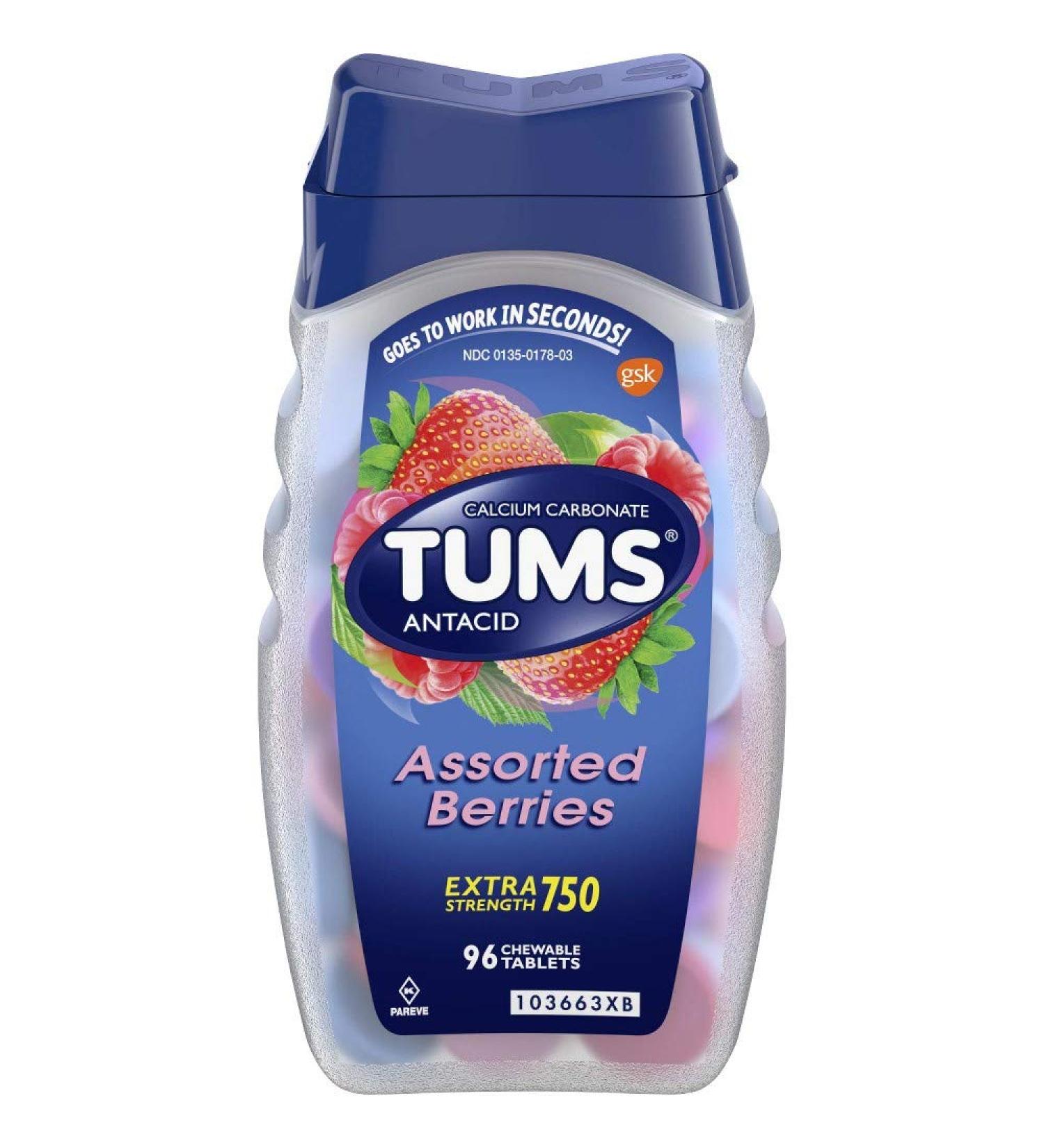 Tums E-X Berries Size 96s Tums Extra Strength Assorted Berries Calcium & Antacid
