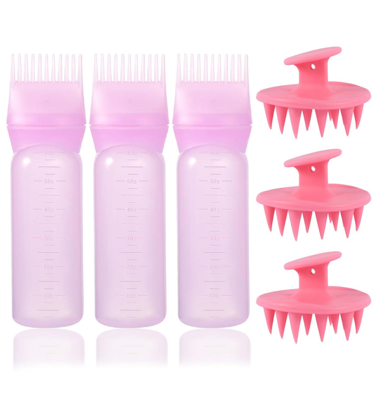 Premium Hair Oil Applicator Set - 3 Bottles & Scalp Massage Brushes for Salon & Home Use - Buy Online on GoSupps.com