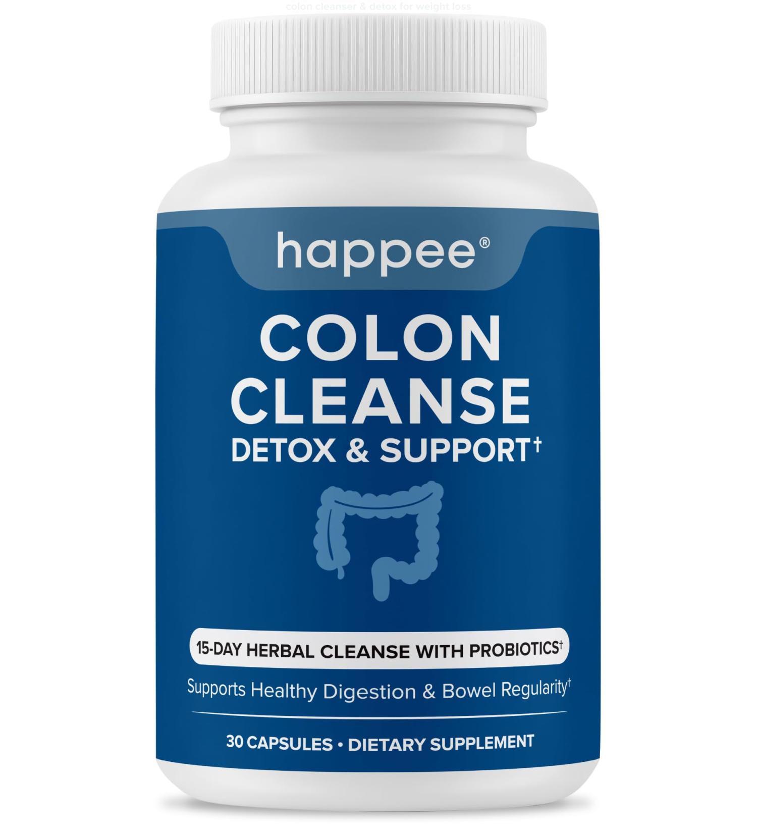 Happee Colon Cleanser & Detox for Weight Loss & GLP-1 Support - 15 Day Colon Cleanse Pills & Gut Support Probiotics Women Men - Fast Natural Laxatives Constipation Relief Colon Cleanse 2 Count (Pack of 30) - Buy Online on GoSupps.com
