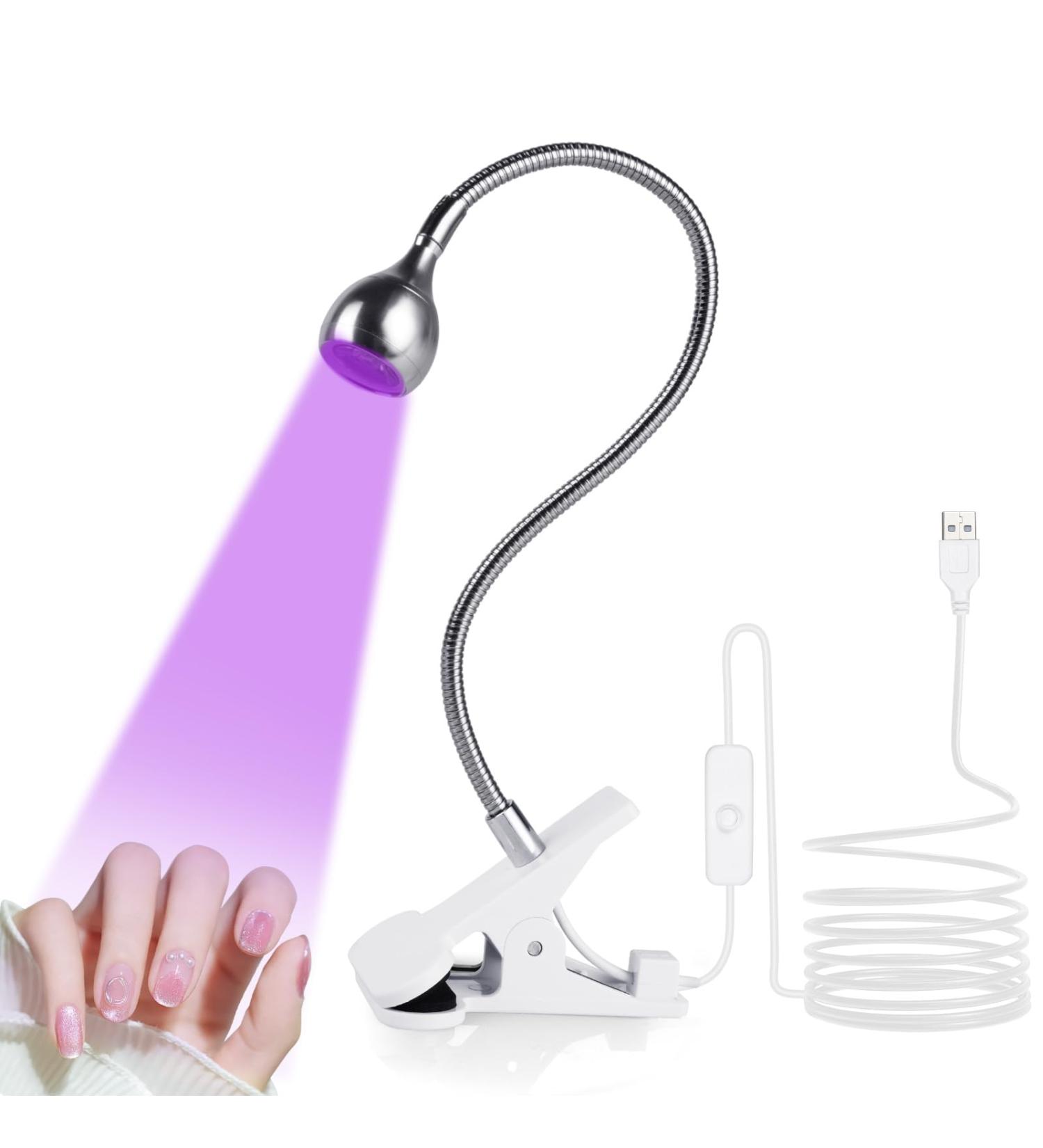 Lophe UV Lamp for Gel Nails - Flexible Swan Neck LED Nail Dryer Mini Rotatable Design Safety Clip Compatible with All Gel Nail Polish - Silver - Buy Online on GoSupps.com