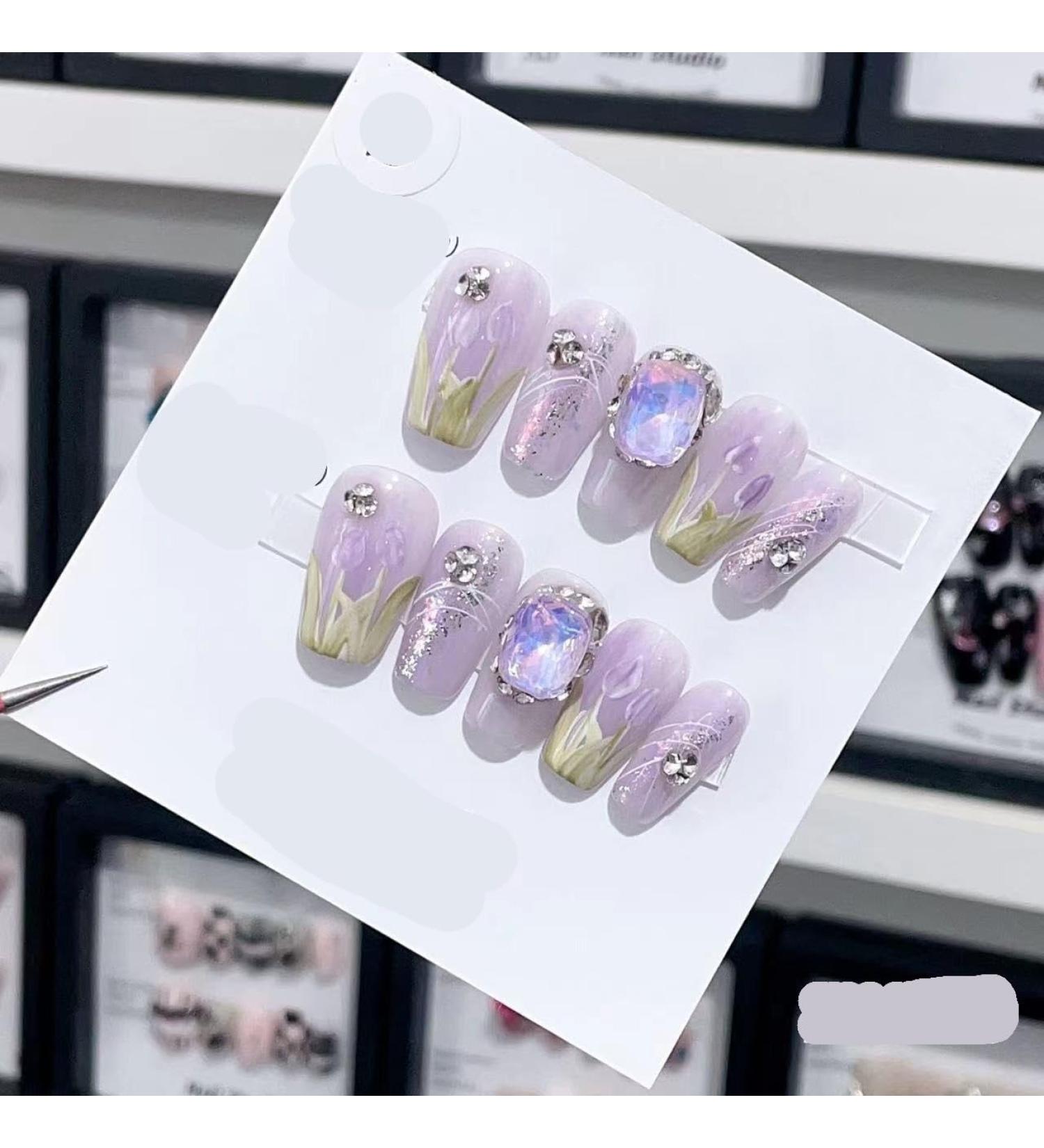 Removable and wearable nail art French Almond Ombre Handmade Press On Nails Long Acrylic False Nail Tips InNail (Color : 29115 Size : M) - Buy Online on GoSupps.com