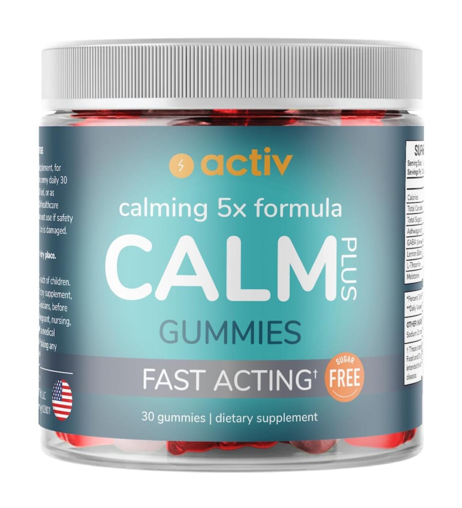 Calm Gummies 5x Stress supplement with Ashwagandha GABA L-Theanine Lemon Balm Melatonin | Might help Support Healthy Response to Stress | Vegan & Sugar Free | Strawberry 1 month supply - Buy Online on GoSupps.com