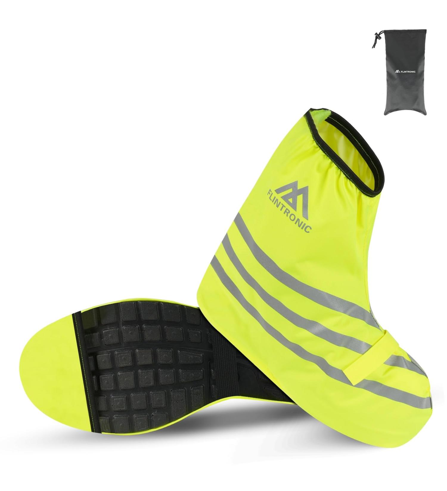 Flintronic Waterproof Bicycle Overshoes - Unisex Reflective XL Fluorescent Yellow Windproof & Dirt Repellent Shoe Covers - Buy Online on GoSupps.com