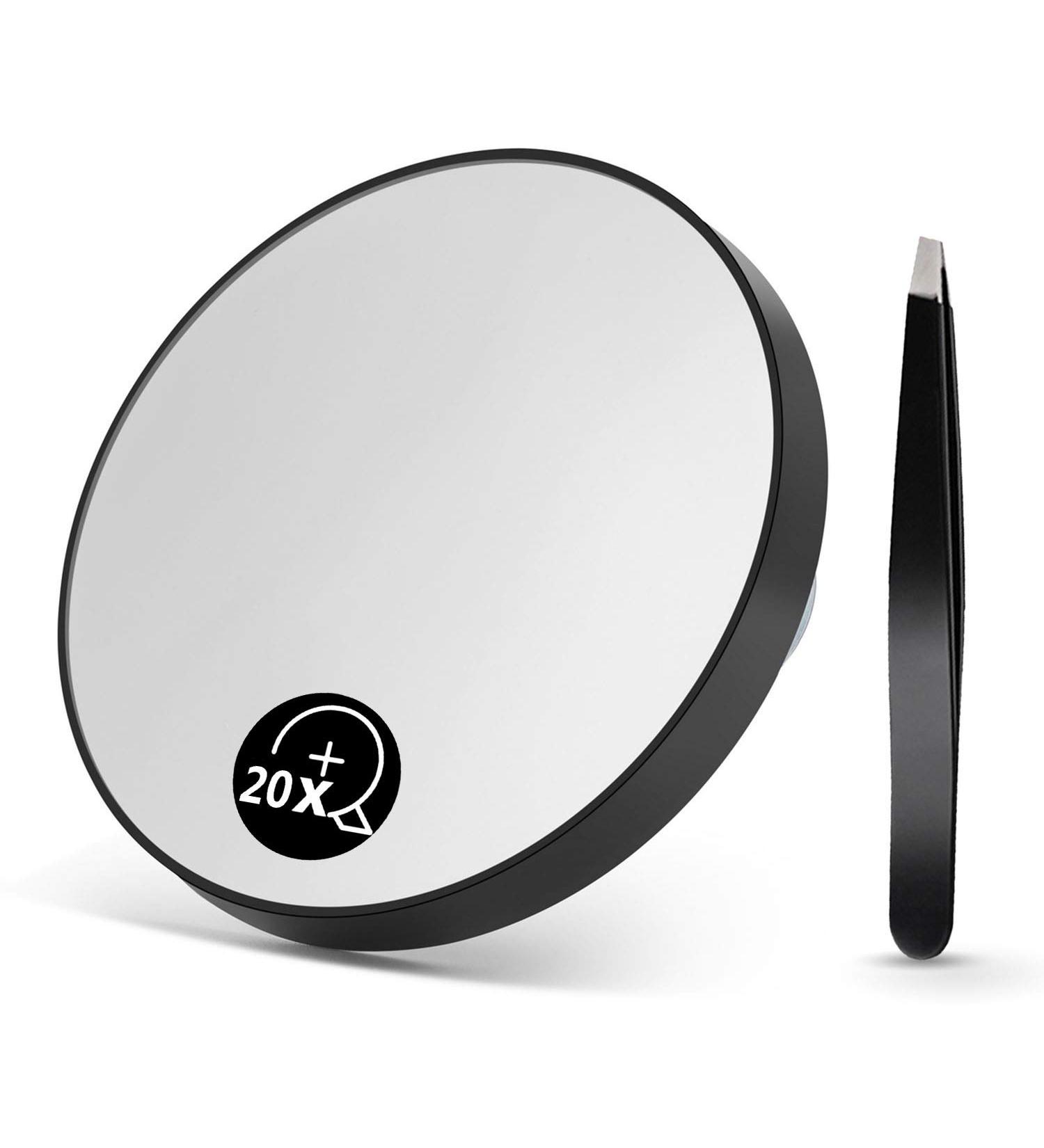 OMIRO 20X Magnifying Mirror and Eyebrow Tweezers Kit with Suction Cups - Travel Set - Buy Online on GoSupps.com