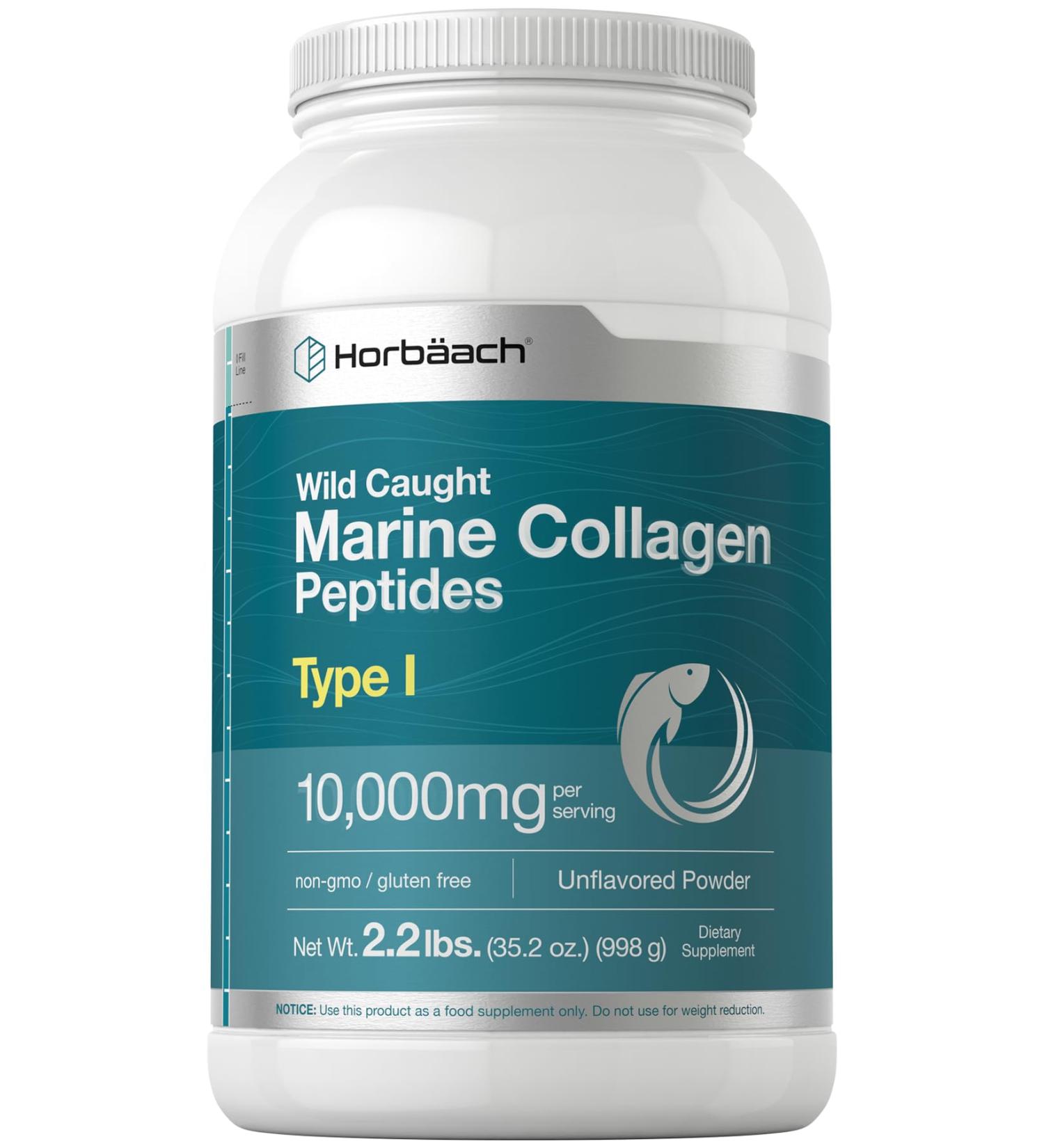 Horb ach Marine Collagen Peptides Powder 2.2 lb | for Skin Hair and Nails | Type I Hydrolyzed Fish Collagen | Unflavored | Keto Paleo Non-GMO Gluten Free Supplement - Buy Online on GoSupps.com