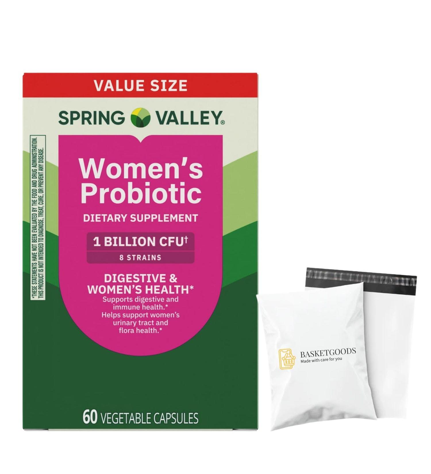 Probiotics for Women Capsules Dietary Supplement 1 Billion CFUs - Digestive Health by Spring Valley (60 Capsules - Pack of 1) - Set by Basket Goods - Buy Online on GoSupps.com