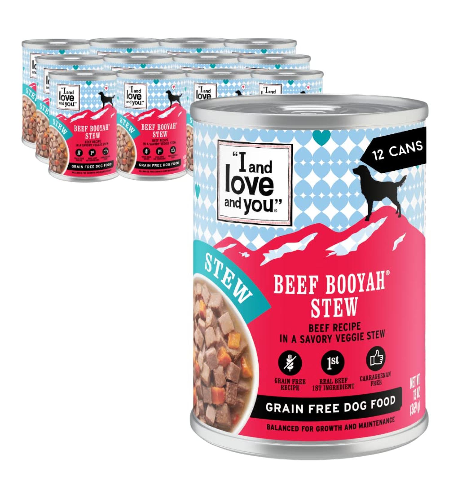 I and Love and You Naked Essentials Grain-Free Wet Dog Food - Beef Booyah Stew, 13oz Cans, Pack of 12 - Buy Online on GoSupps.com