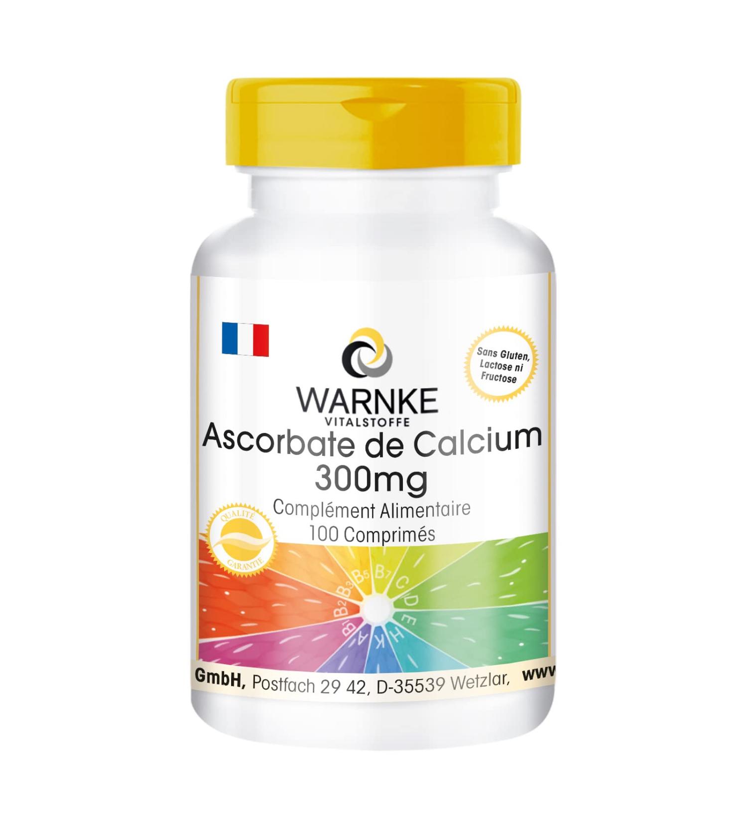 Calcium 300 mg + vitamin C - 100 tablets - vegan - non-acidic - calcium carbonate | Warnke Vitalstoffe - Quality from German pharmacies - Buy Online on GoSupps.com