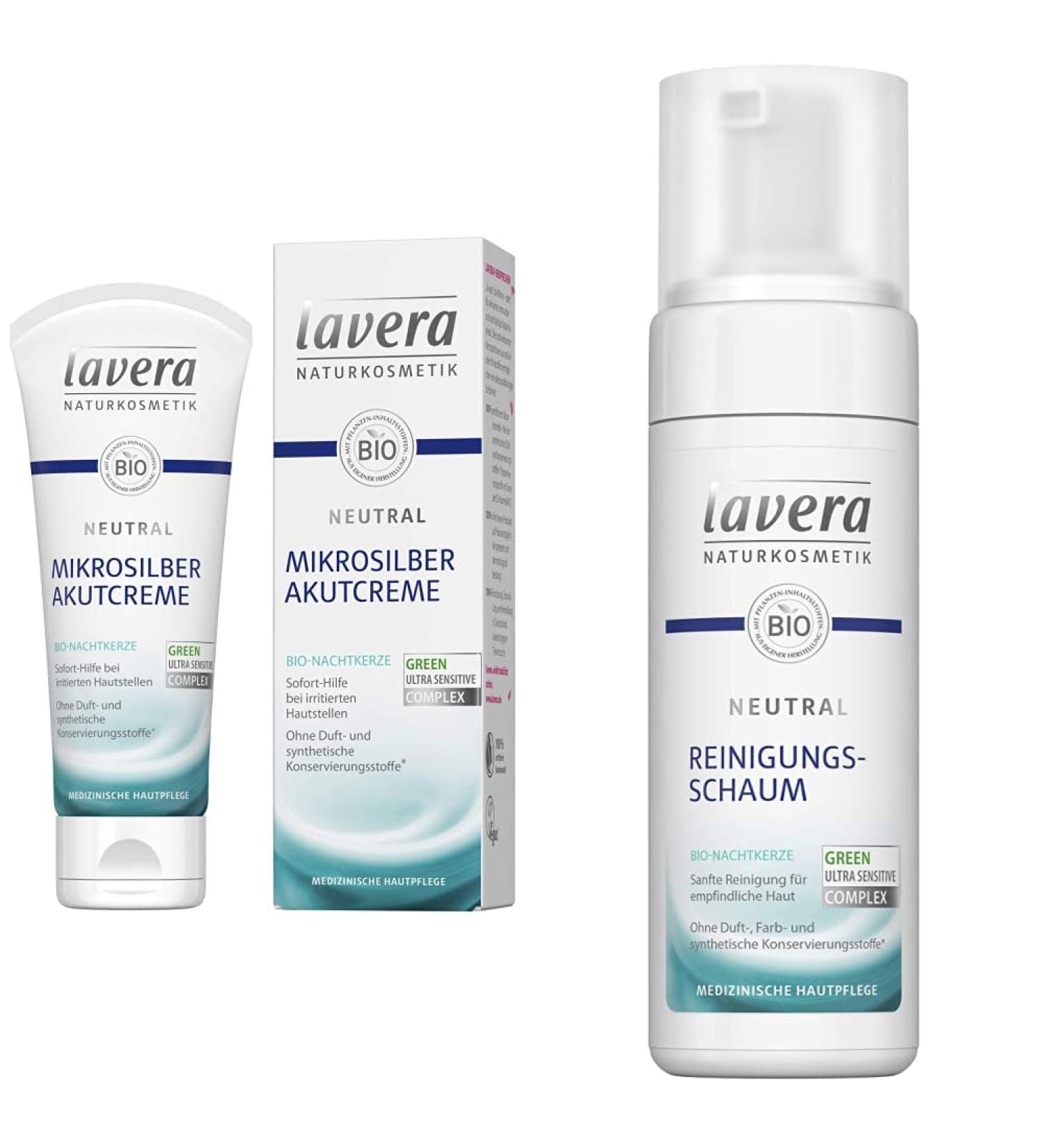 Shop Lavera Neutral Acute Cream & Cleaning Foam Bundle - Organic Skincare for Sensitive Skin & Neurodermatitis - Vegan Medical Care - 75ml & 150ml - Buy Online on GoSupps.com