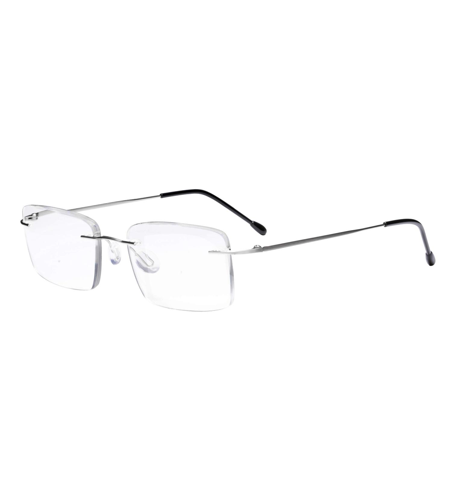 Eyekepper Men's Frameless Reading Glasses +3.00 Silver - Rectangle Rimless Reader Eyeglasses - Buy Online on GoSupps.com