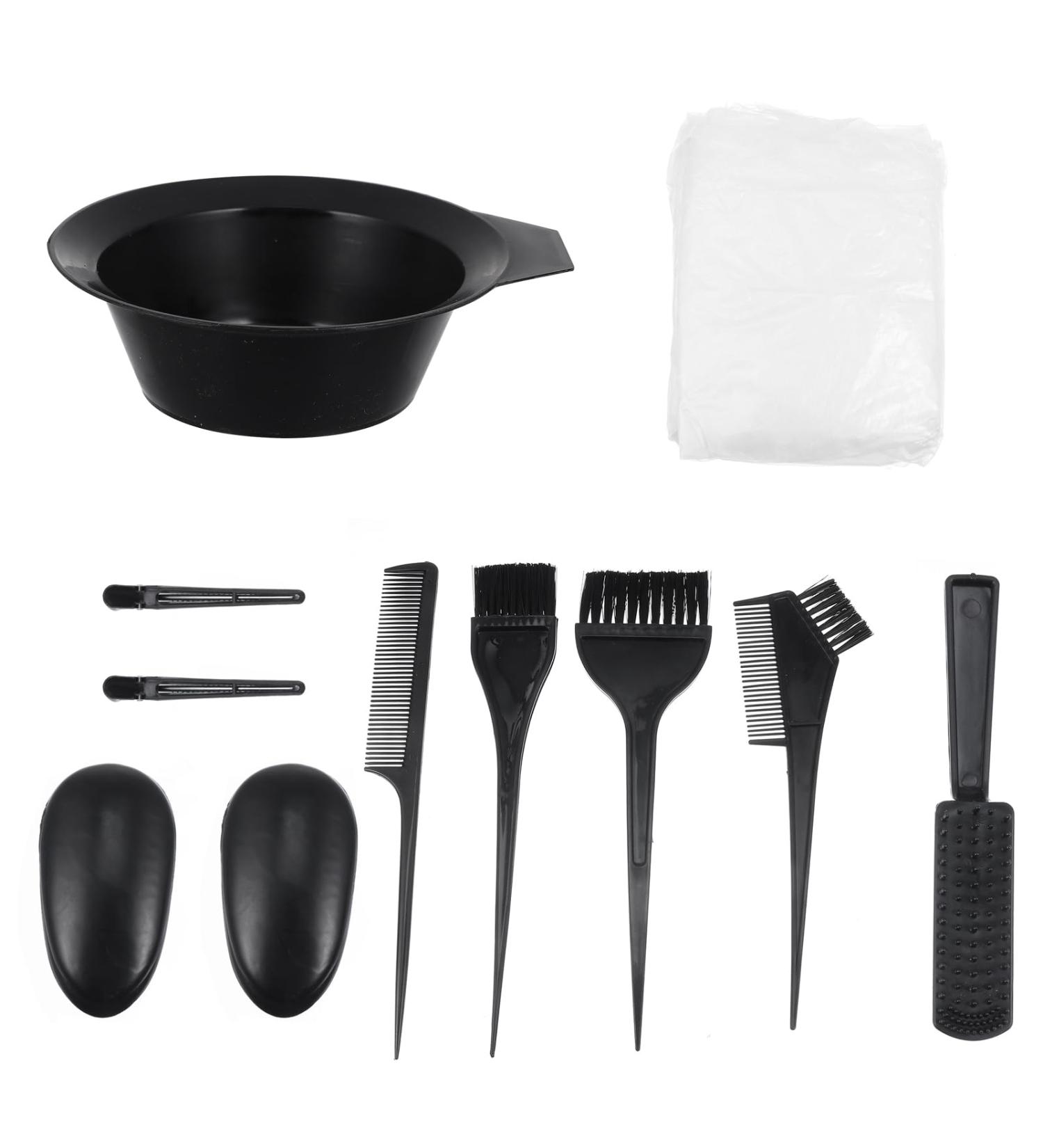 Housoutil 11 Pieces Hair Dye Tools Set Black DIY Salon Hair Coloring Bleaching Tools Set including Hair Tinting Bowl Dye Brush Ear Cover Cape Shawl Gloves Hair Clip Kits - Buy Online on GoSupps.com