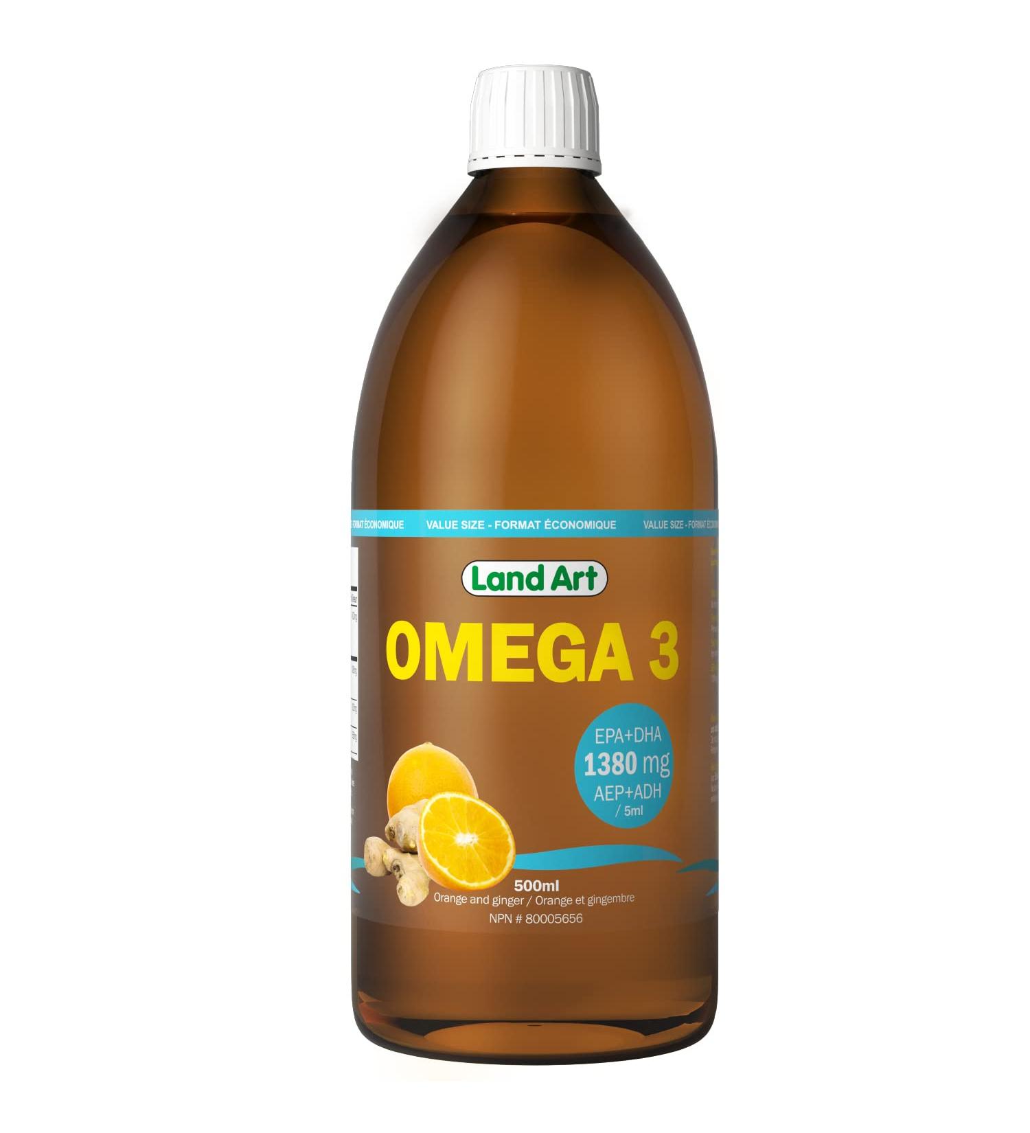 Omega-3 Supplement Liquid 500ml 1380mg EAP + DHA for Kids and Adults non-GMO Gluten Free - Made in Canada 500 ml (Pack of 1) - Buy Online on GoSupps.com