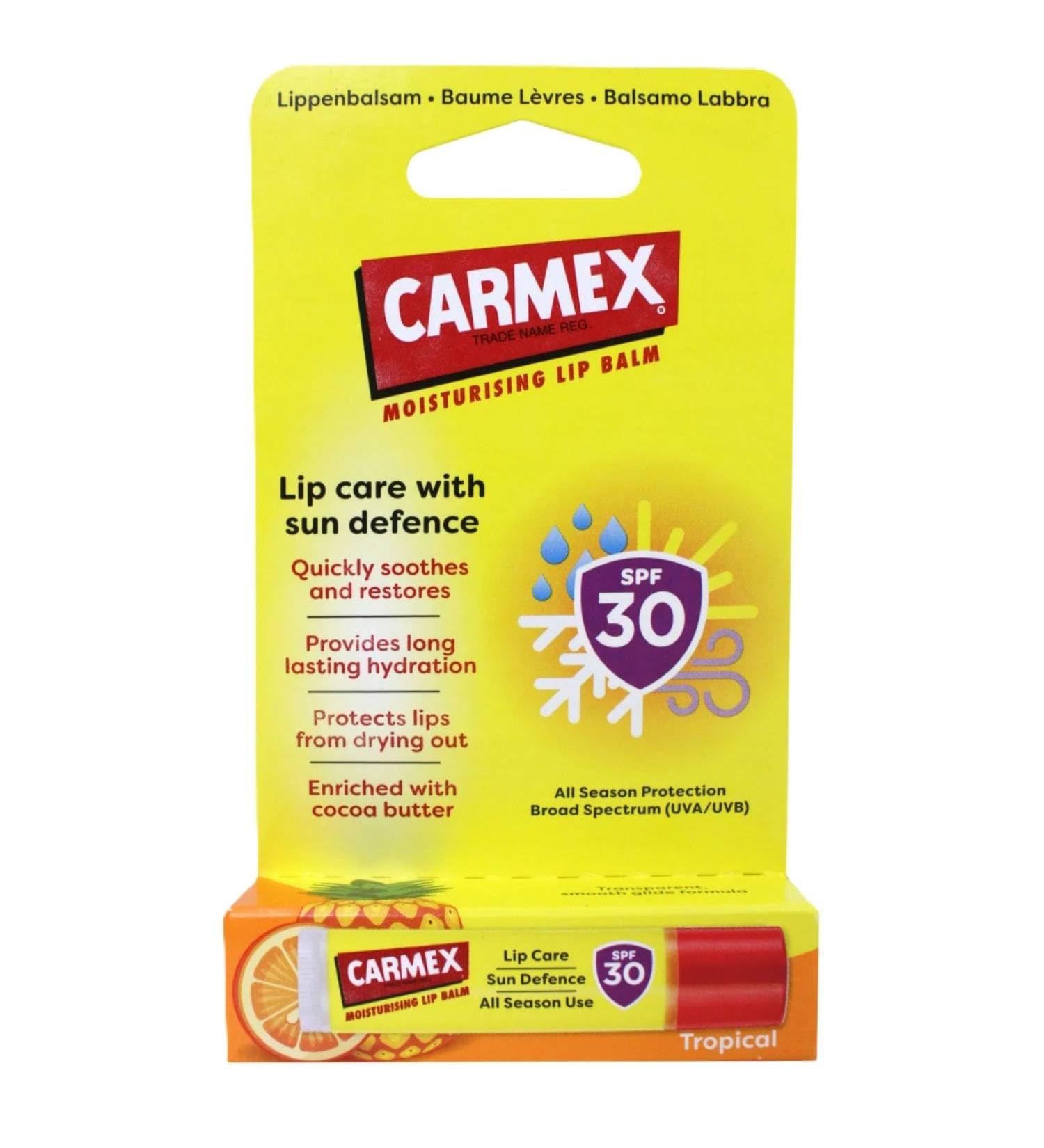  Carmex Carmex Sun Defence Tropical Lip Balm SPF30 4.2g - Buy Online on GoSupps.com