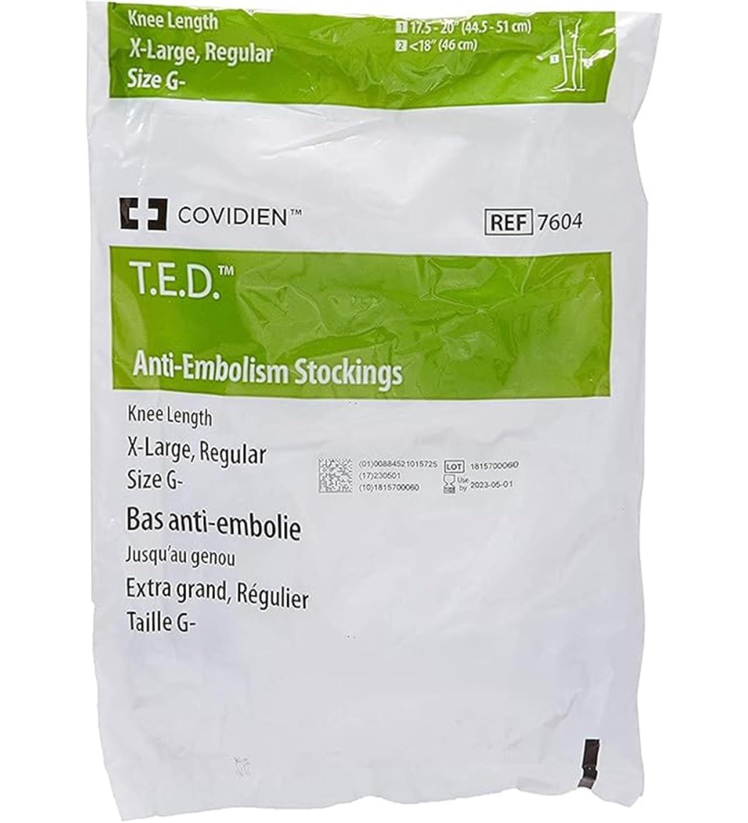 PT# 7604 Stocking Compression T.E.D. Knee Length Anti-Emb XL Reg Grn 12/Cr by Kendall Company