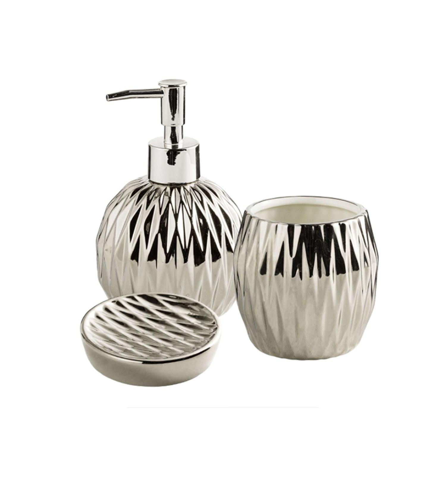 Bathroom soap dispenser handwash dispenser bottle/Ceramic Bathroom Accessory Set Complete Bathroom Set Modern Bathroom Decor Bathroom Organizer Accesorios Para Ba os-gold-4 set (Color : Silver 3 set Silver - Buy Online on GoSupps.com