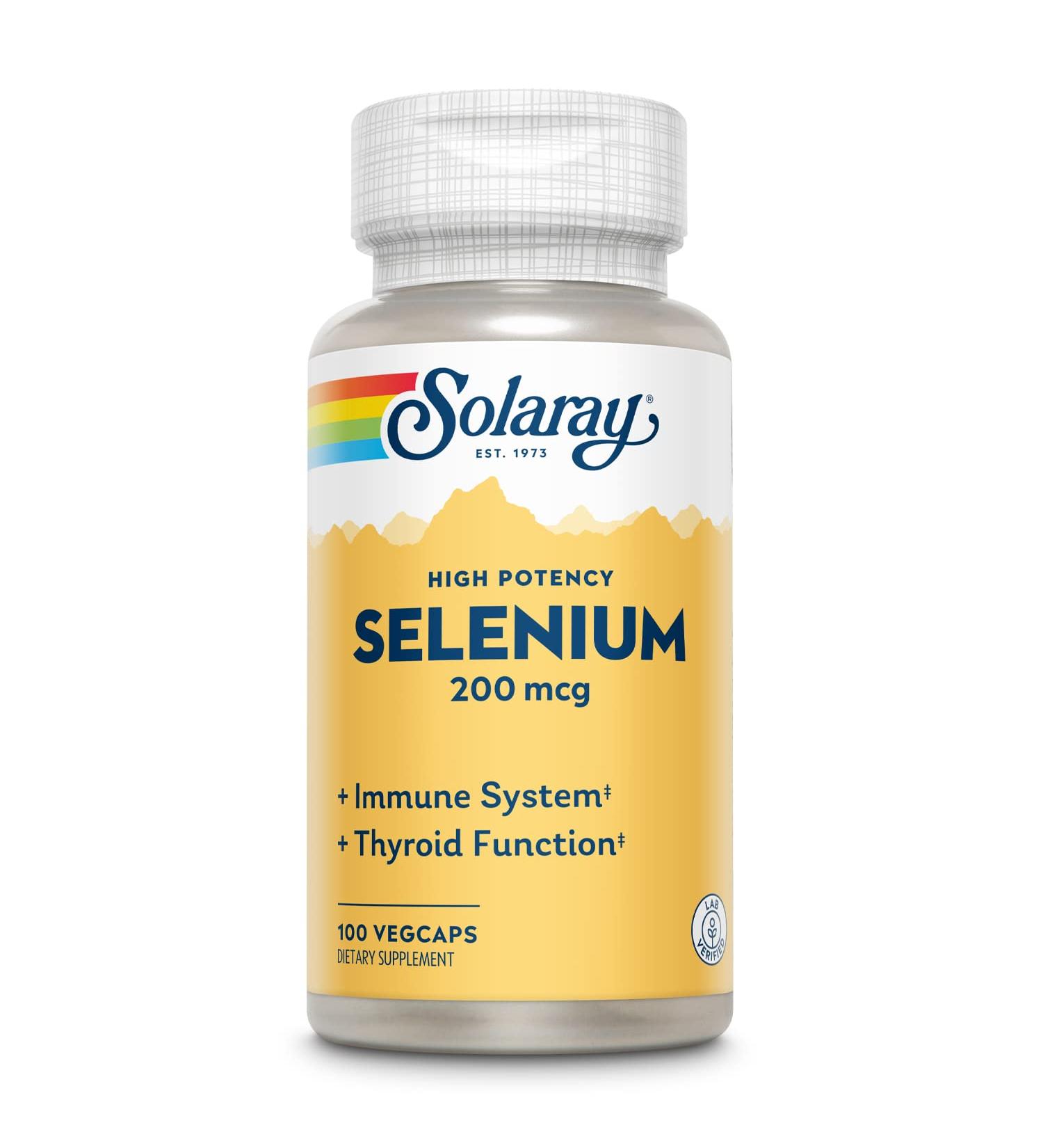 Solaray Selenium 200 mcg - High Potency 100 VegCaps for Immune Support - Buy Online on GoSupps.com