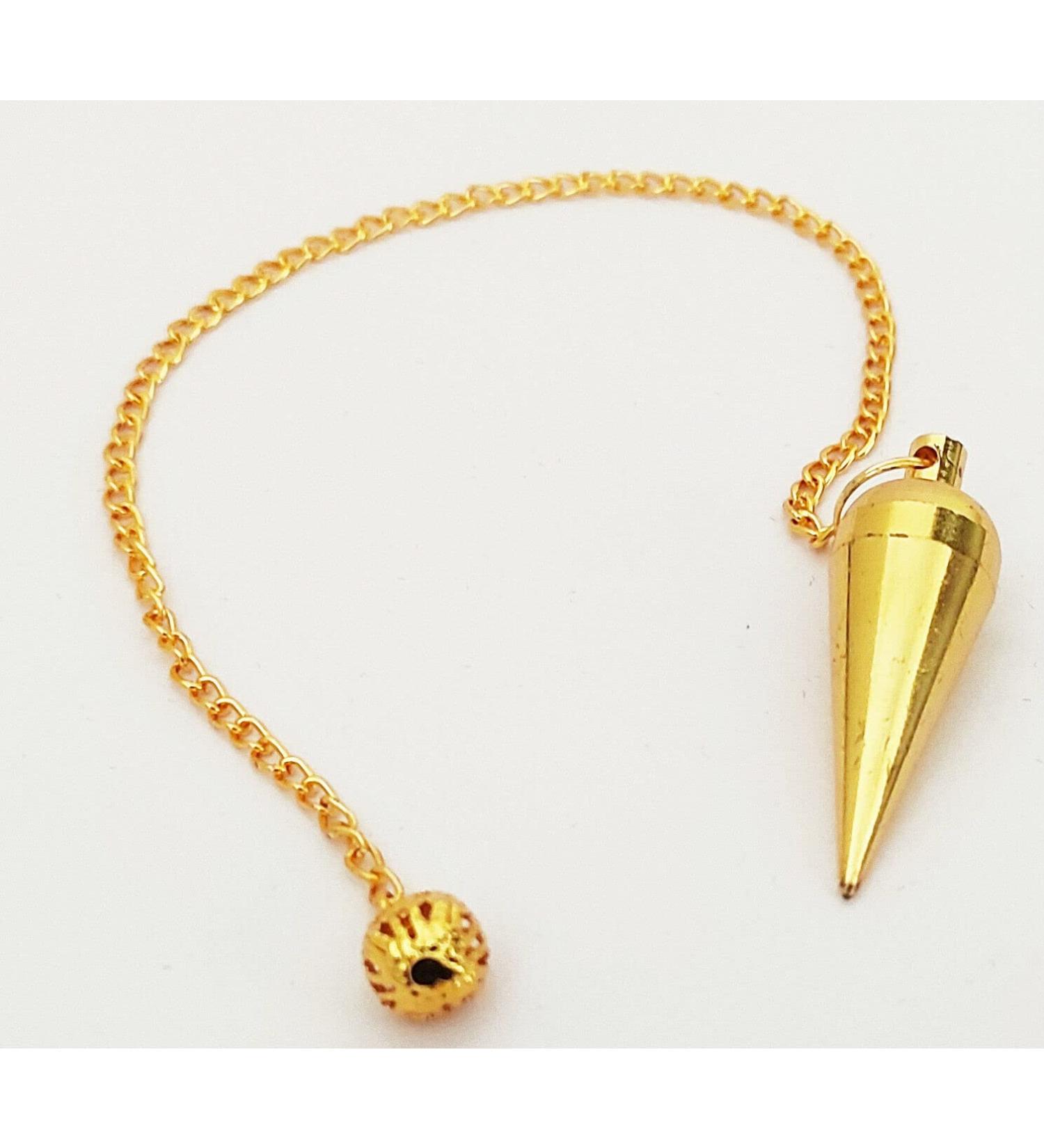 Sharvgun Golden Metal Brass Pendulum Necklace for Divination & Healing | Wicca Dowsing Spiritual Balance - Buy Online on GoSupps.com